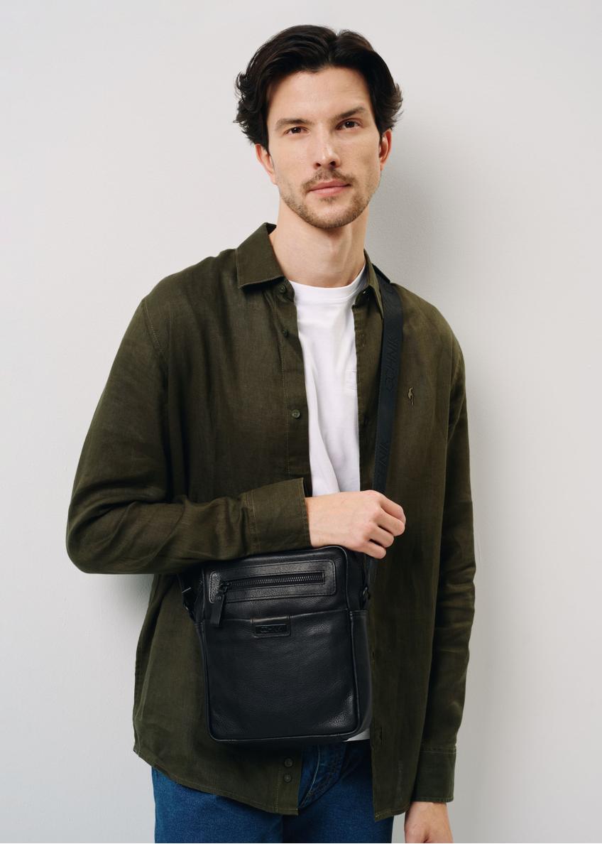 Black large leather men's messenger bag TORMS-0418A-99(Z25)