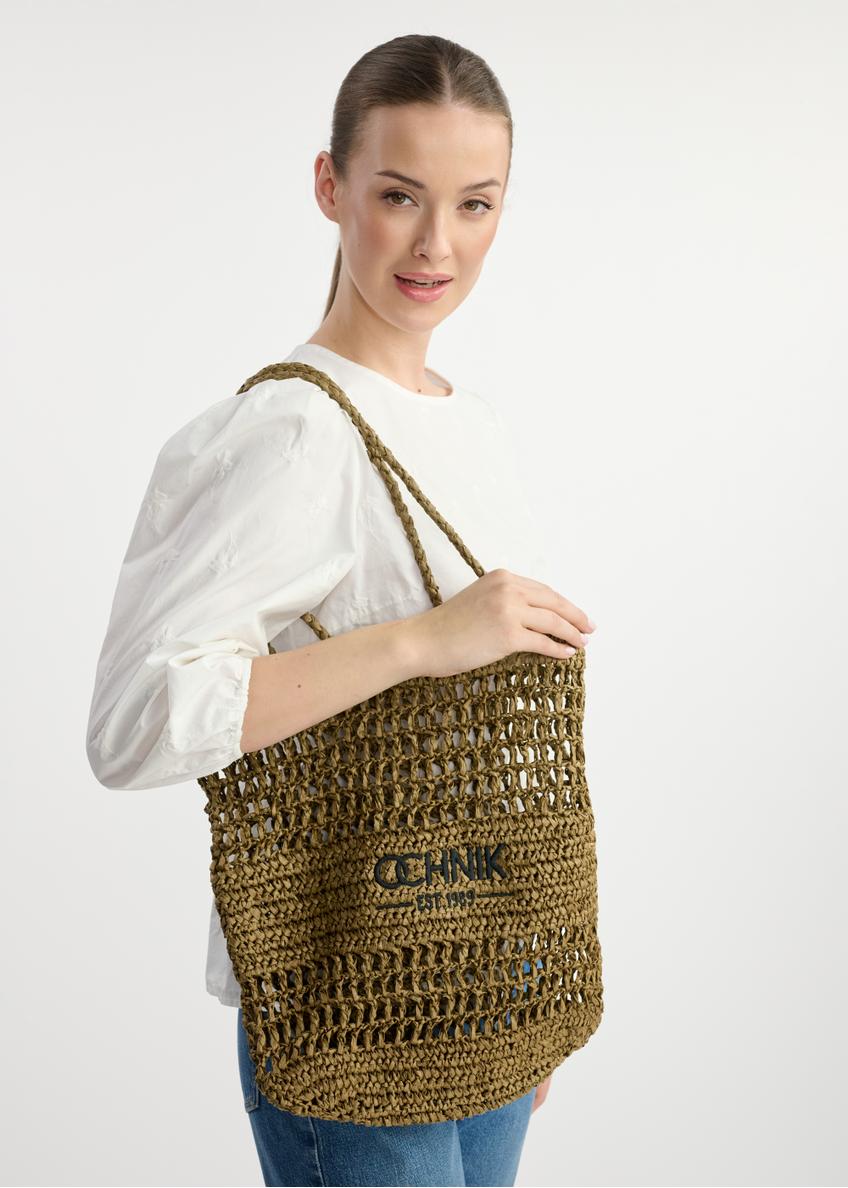 Straw khaki women's shopper bag TOREC-0924A-55(W25)
