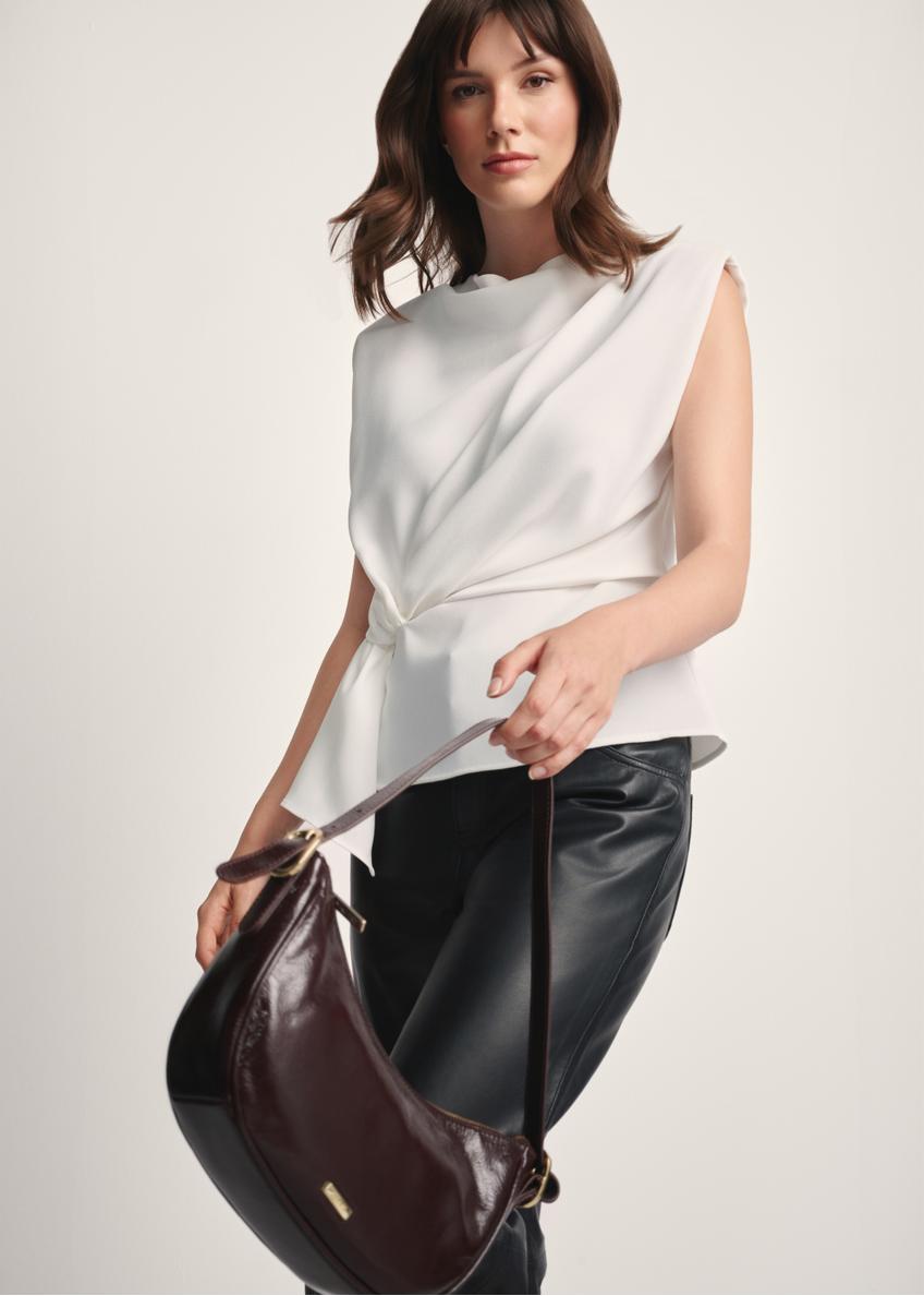 Burgundy leather women's hobo bag TORES-1180-49(Z25)