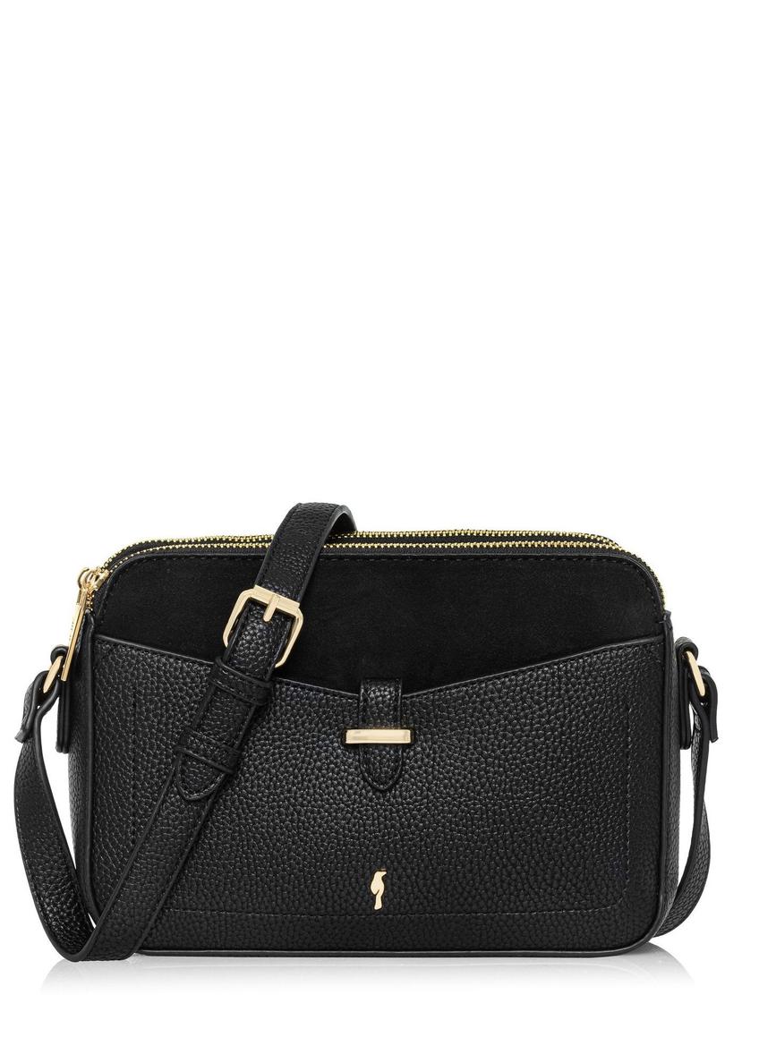 Black women's handbag with strap TOREC-0830B-99(Z25), front product view on white background.
