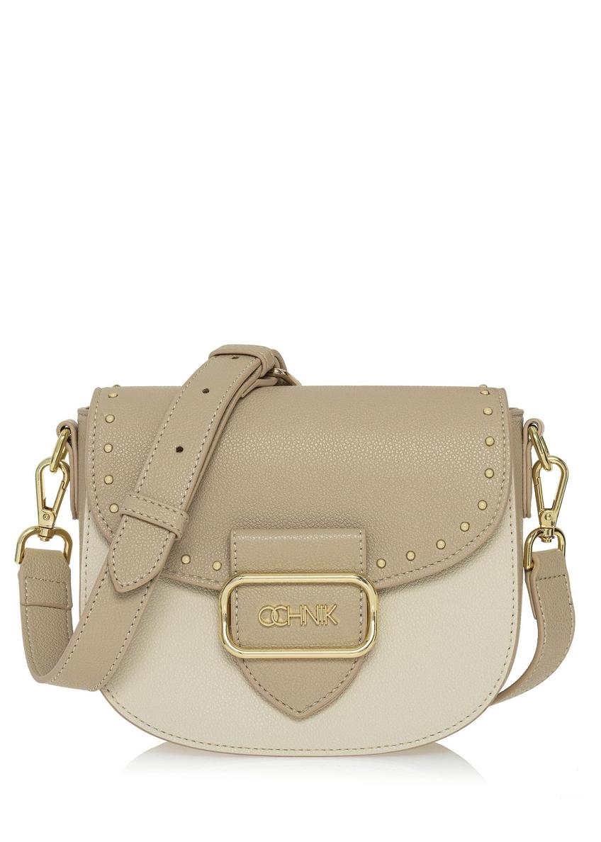 Cream women's messenger bag with studs TOREC-0880A-81(W25)