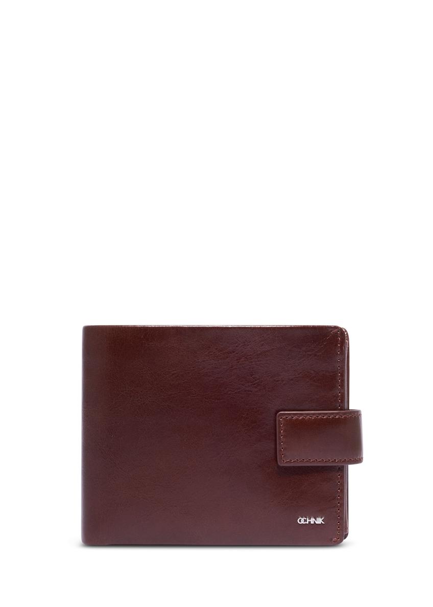 Men's brown leather wallet PL-191-1H(KS), front product view on white background.