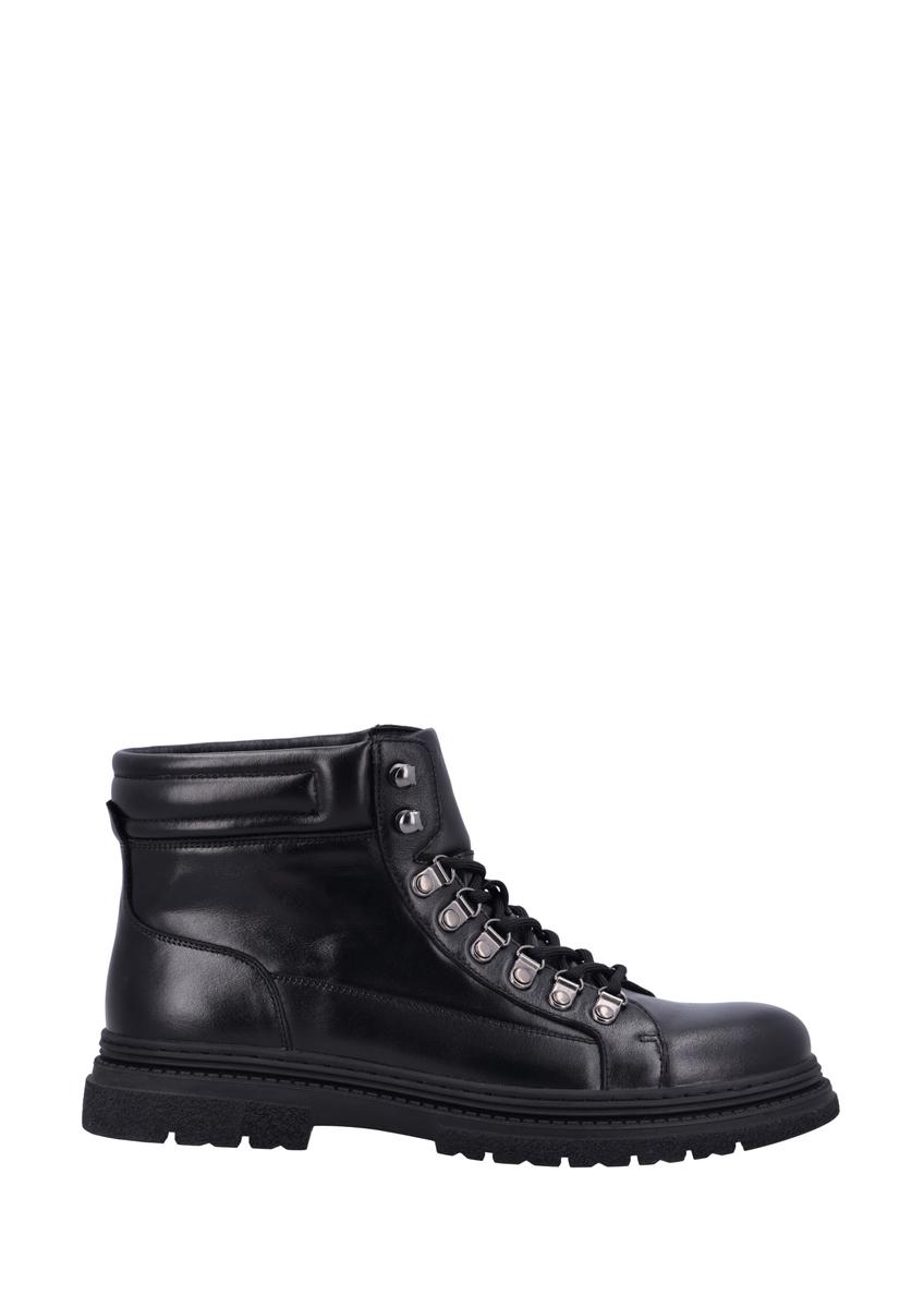 Men's black leather ankle boots BUTYM-0557-99(Z26), side view of the product on a white background.