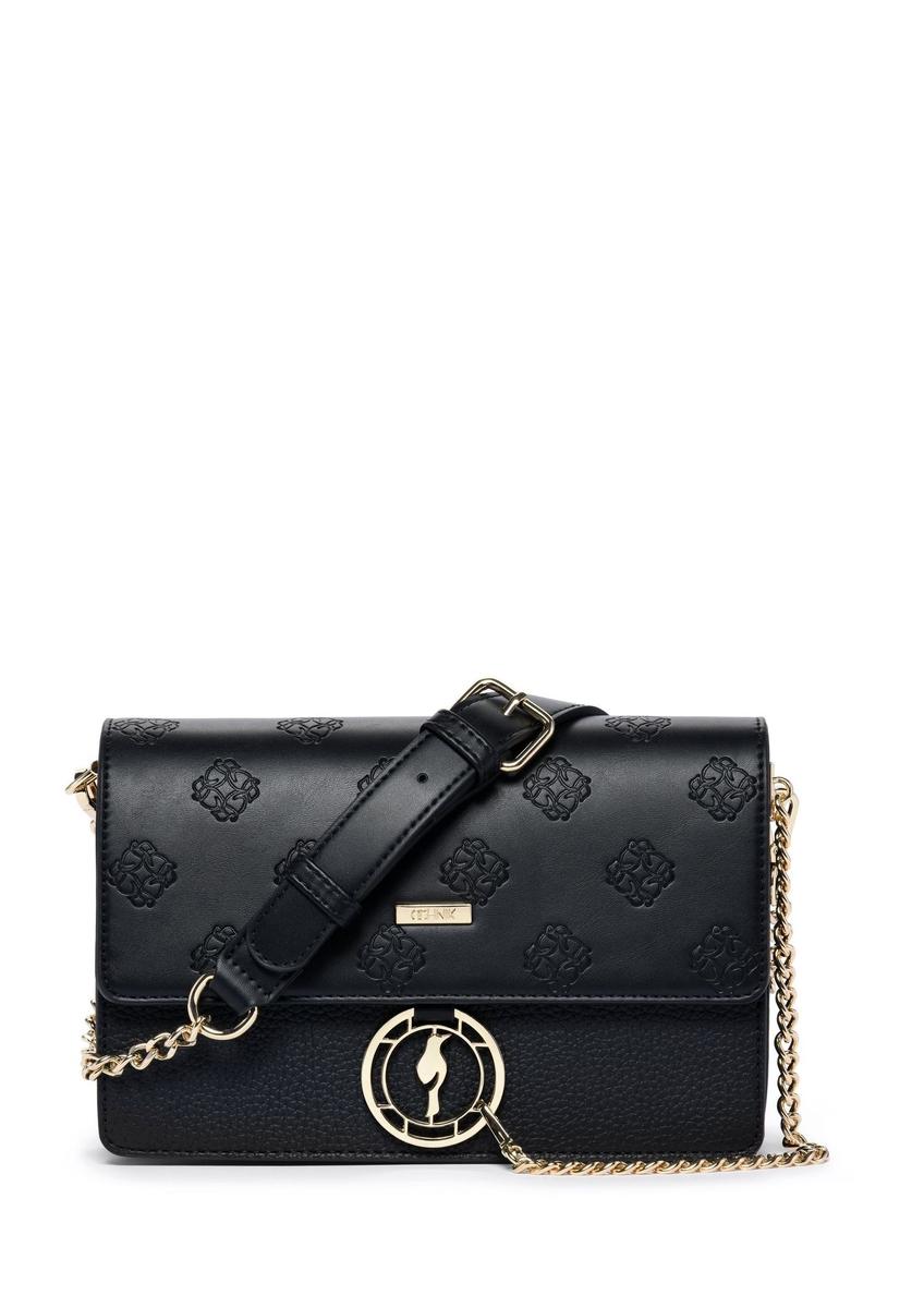 Black women's handbag with monogram TOREC-0536C-99(Z25), front view on white background.