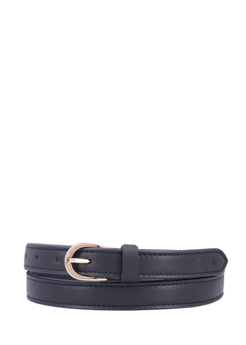 Black leather women's belt PASDS-0344-99(Z26), front product view on white background.