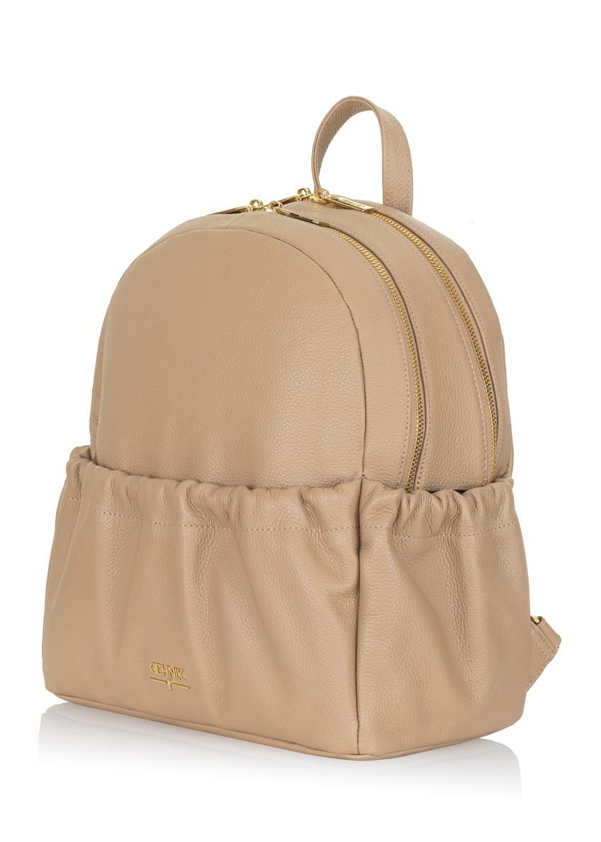 Beige leather women's backpack TORES-0914-81(W23)