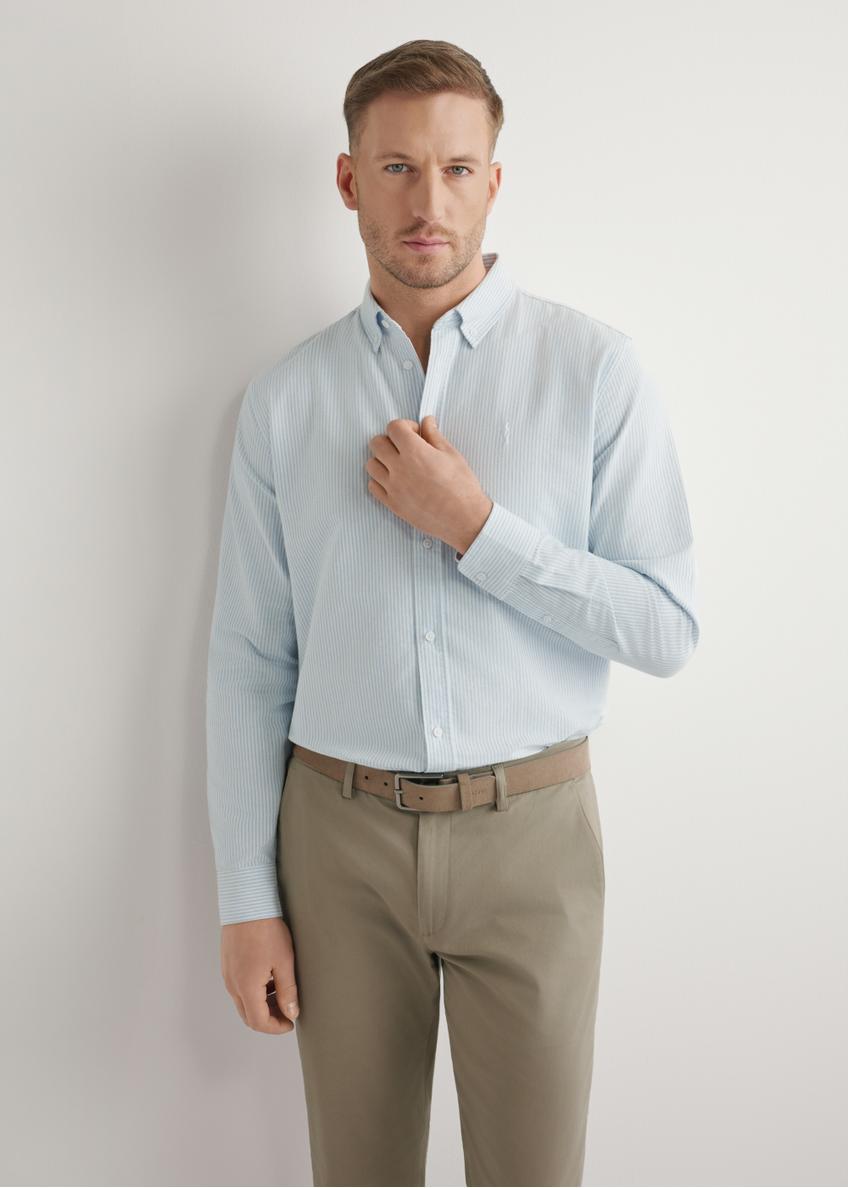 Men's cotton blue striped shirt KOSMT-0354-7B(W26)