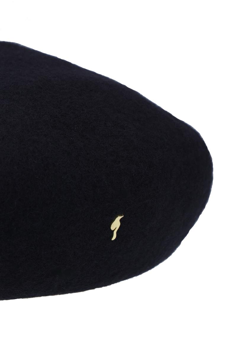 Black woolen women's beret CZADT-0234-99(Z26)