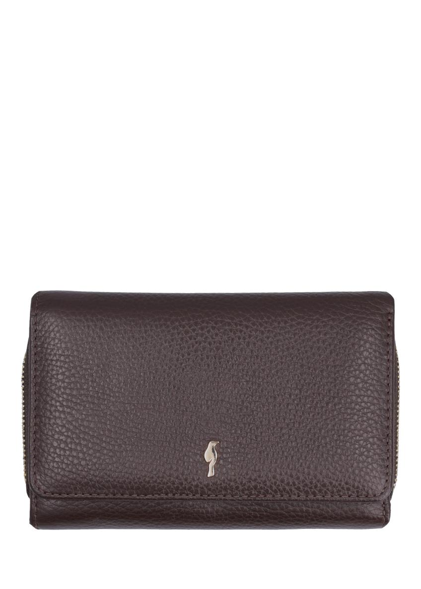 Large dark brown leather women's wallet PORES-0801R-1I(Z26), front product view on white background.