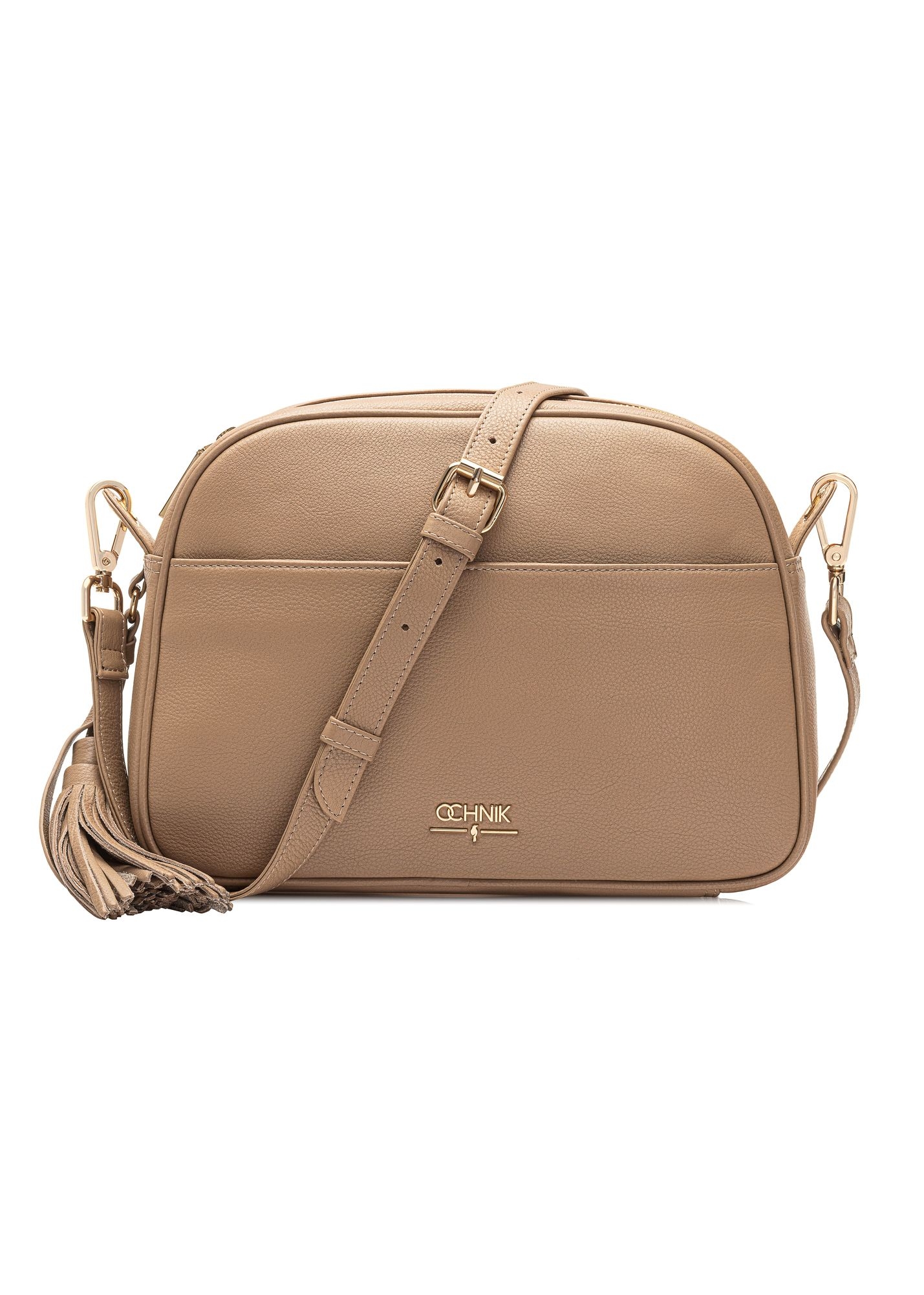 Beige leather women's shoulder bag TORES-0806D-81(W25)
