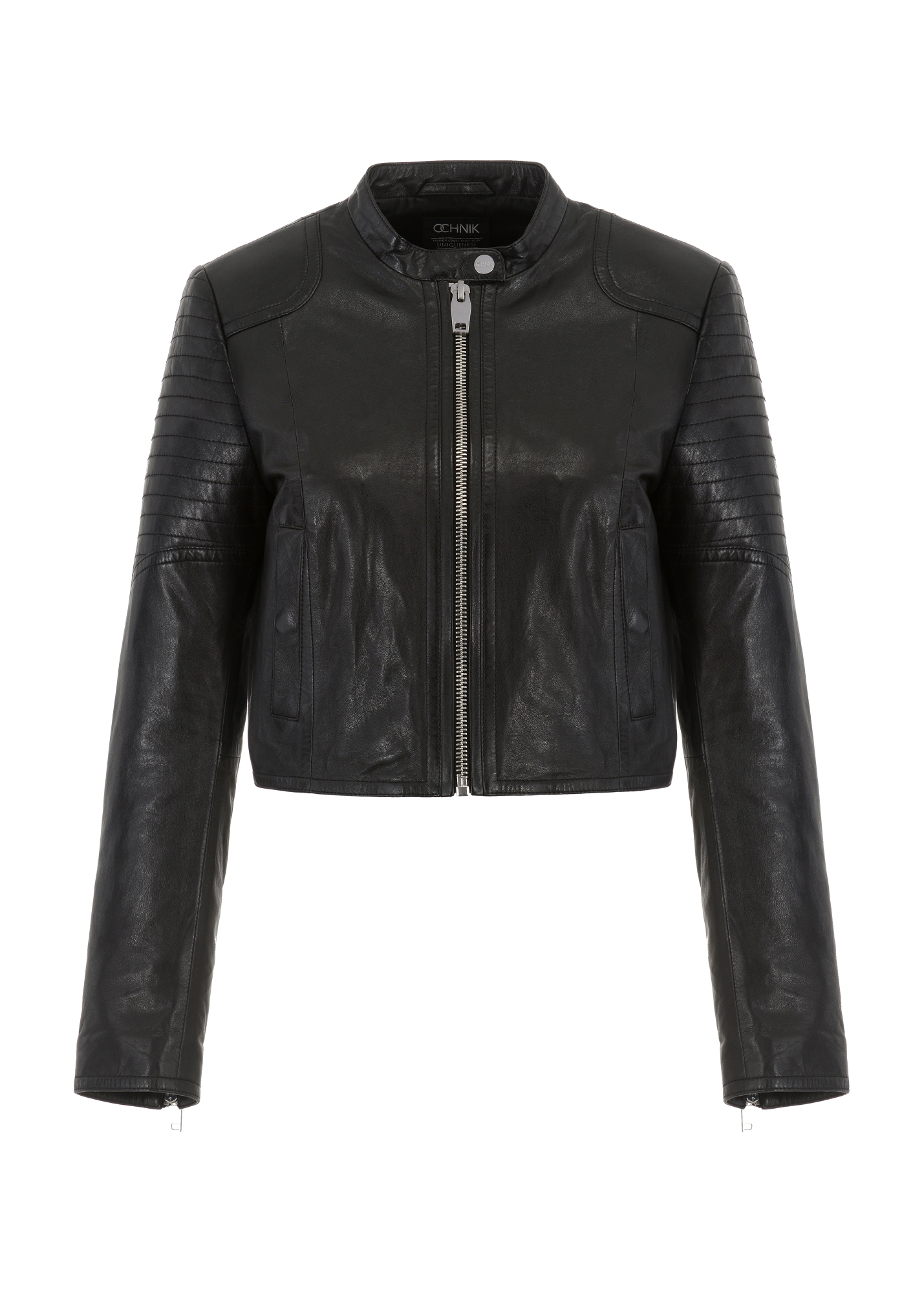 Women's black leather jacket KURDS-0321A-1293(W25)