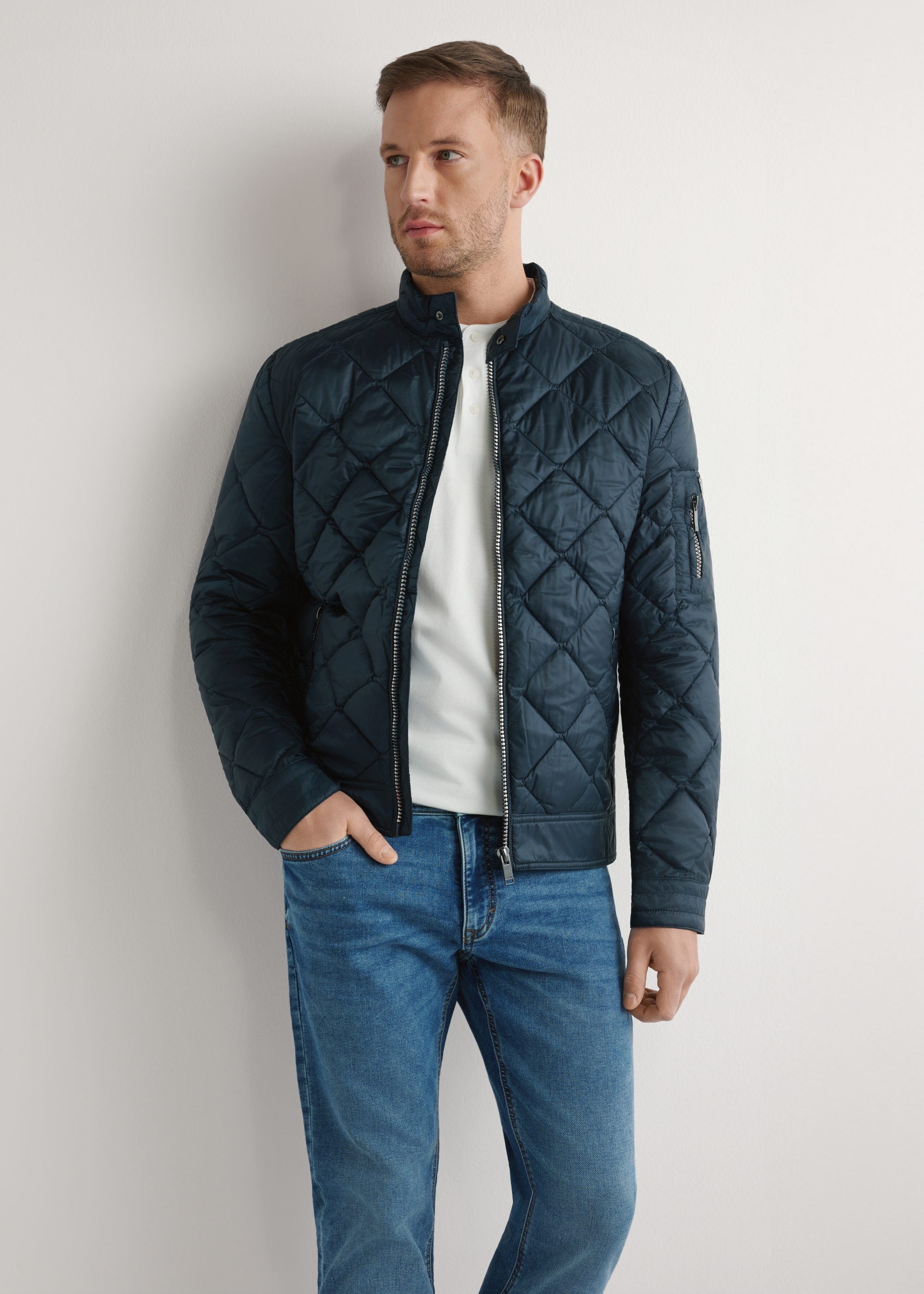 Men's navy blue quilted jacket KURMT-0327-7C(W26)