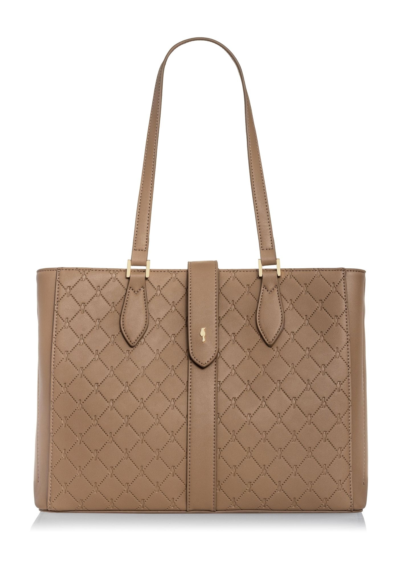 Beige women's handbag with monogram TOREC-0831A-81(Z25)