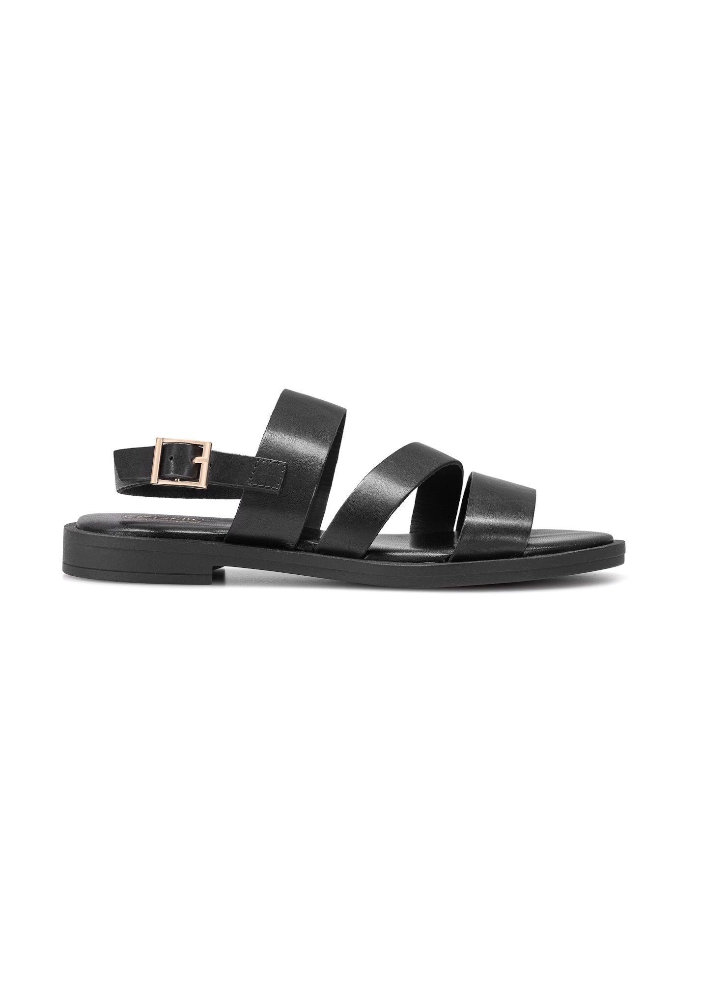 Women's leather sandals in black BUTYD-1152-99(W26)