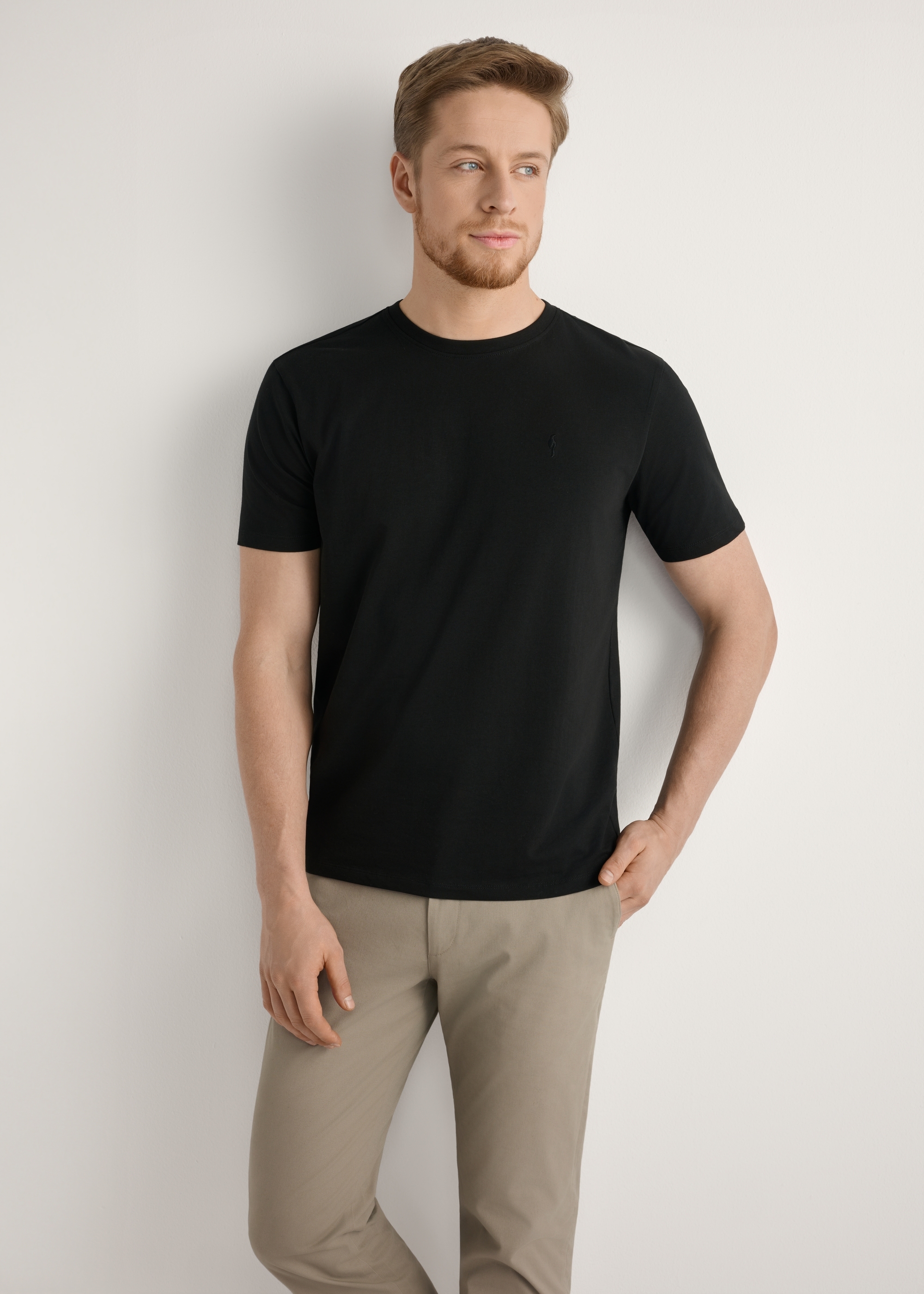 Black cotton men's T-shirt TSHMT-0120-99(W26)