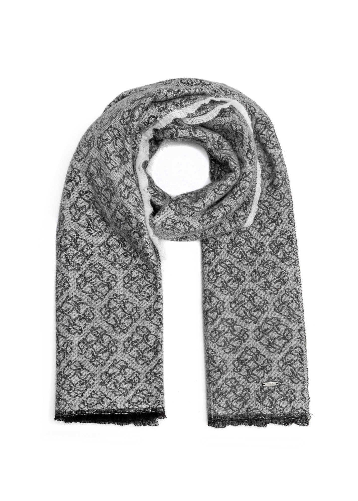 Large grey women's scarf in monogram SZADT-0130A-91(Z25)