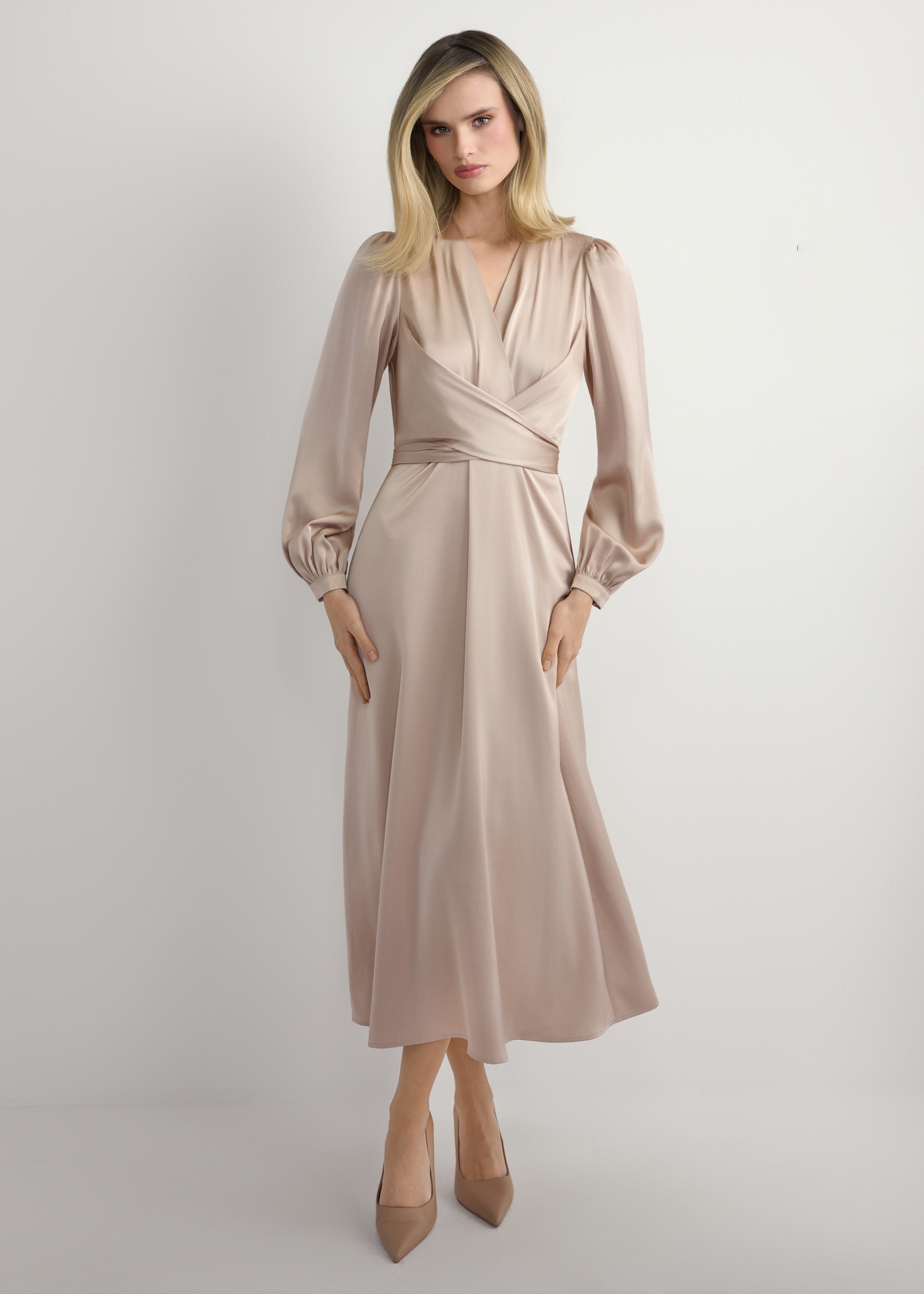 Beige midi dress SUKDT-0263-1B(W26)