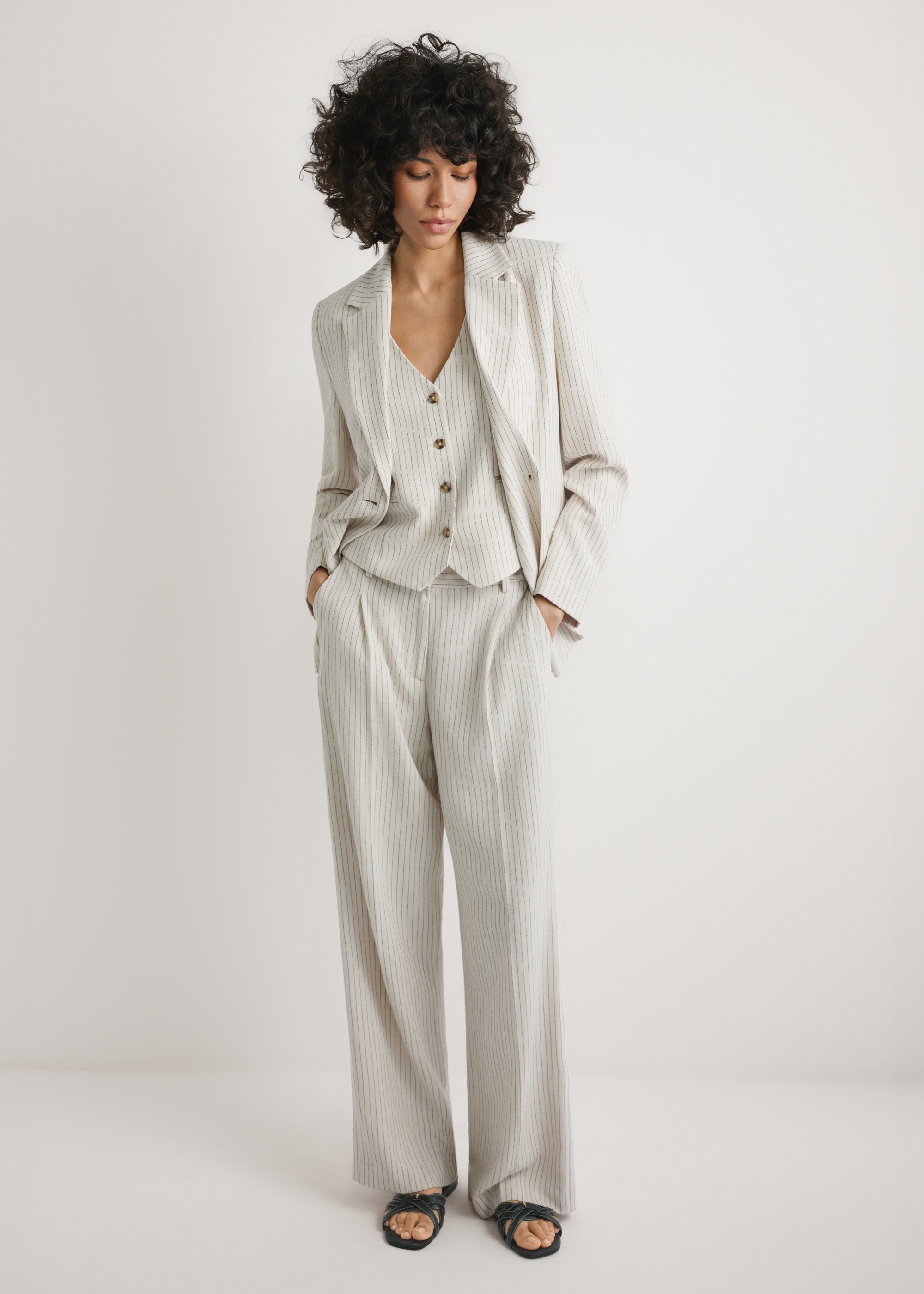 Women's wide striped trousers SPODT-0123-0P(W26)