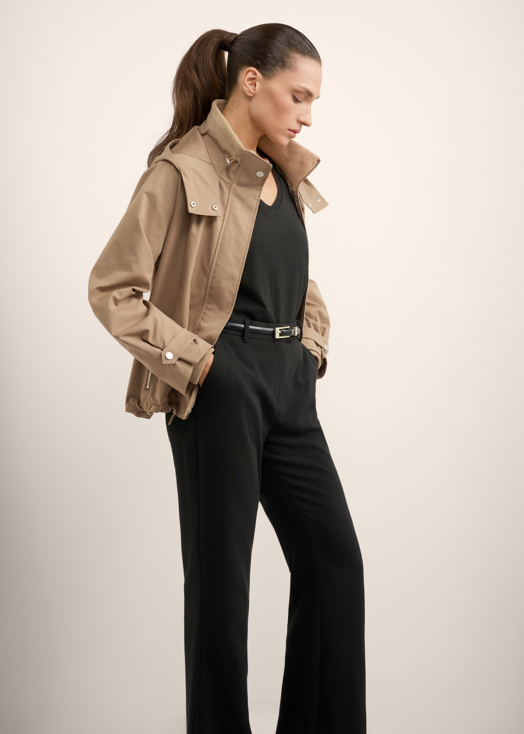 Beige women's transition jacket KURDT-0644-1D(Z26)