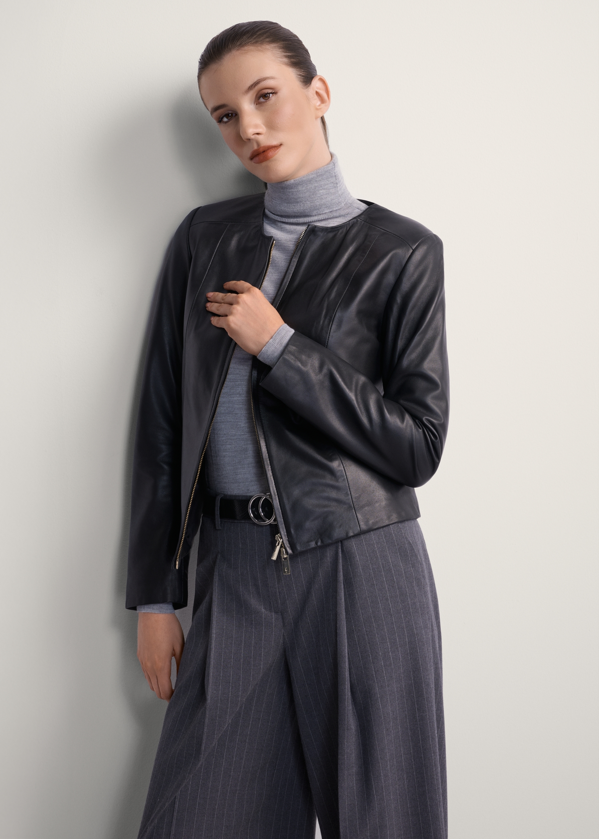 Women's classic leather jacket KURDS-0209-1339(KS)
