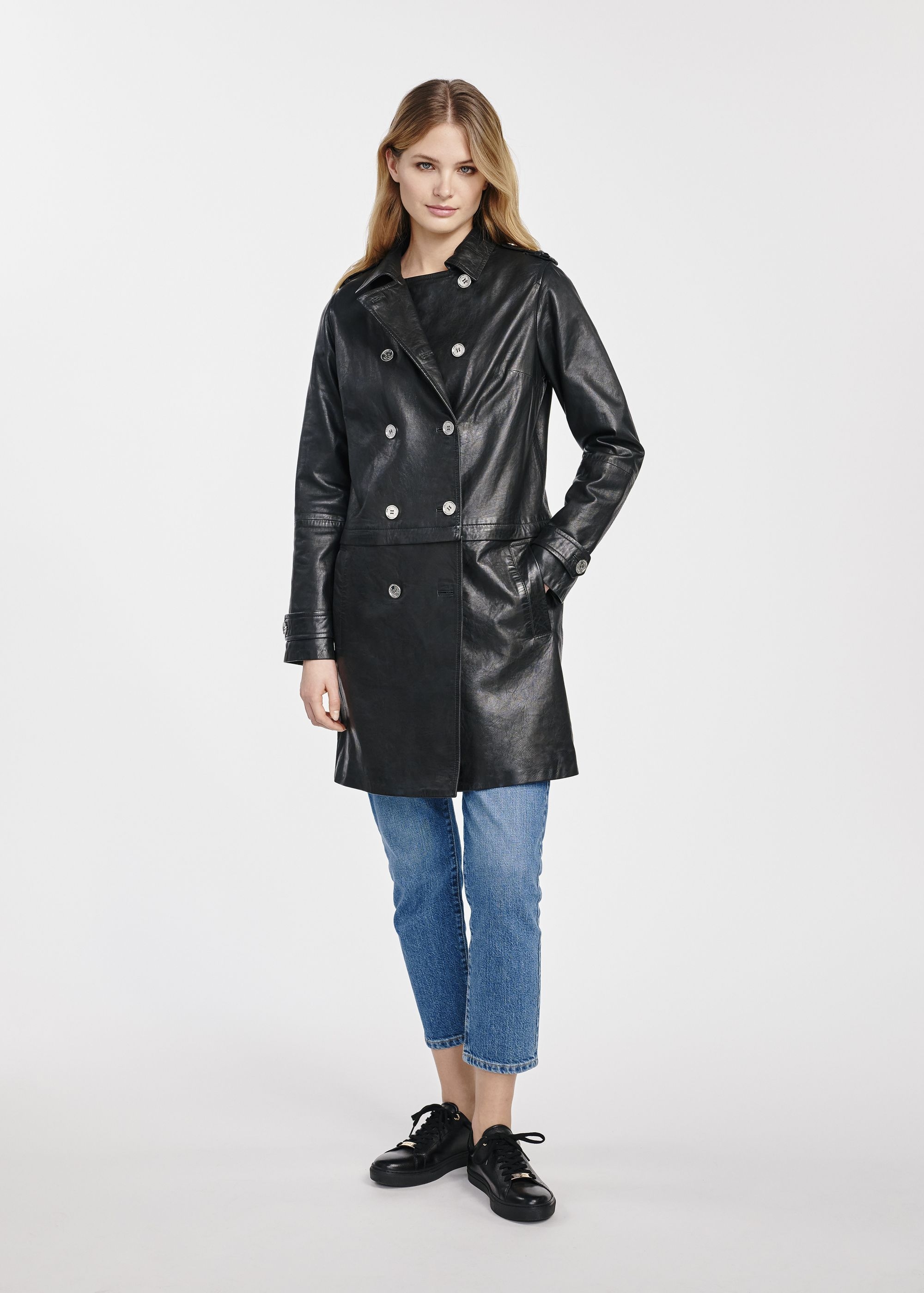 Leather jacket with adjustable length KURDS-0465-1116(W25)