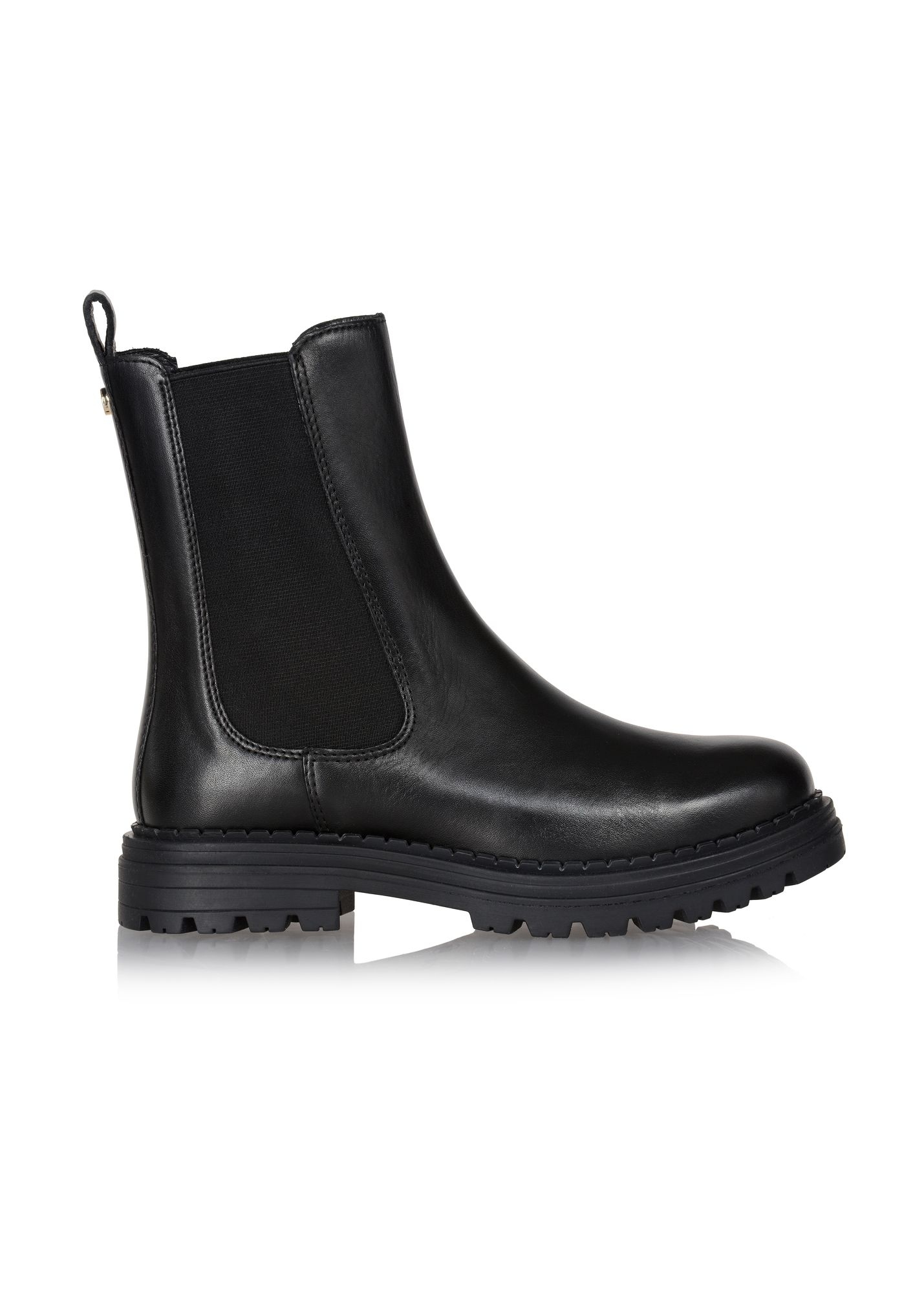 Black leather women's ankle boots BUTYD-1010-99(Z25)