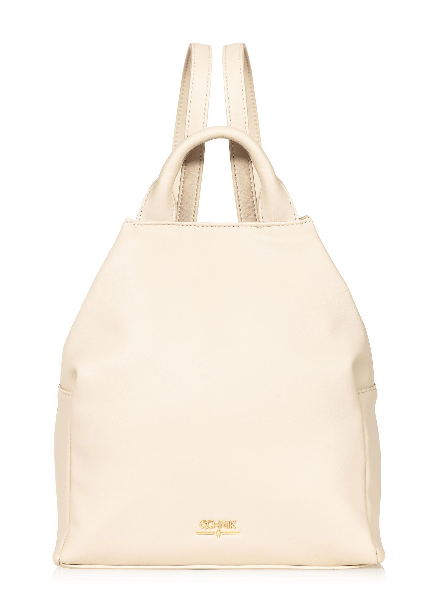 Cream women's imitation leather backpack TOREC-0923-0B(W26)