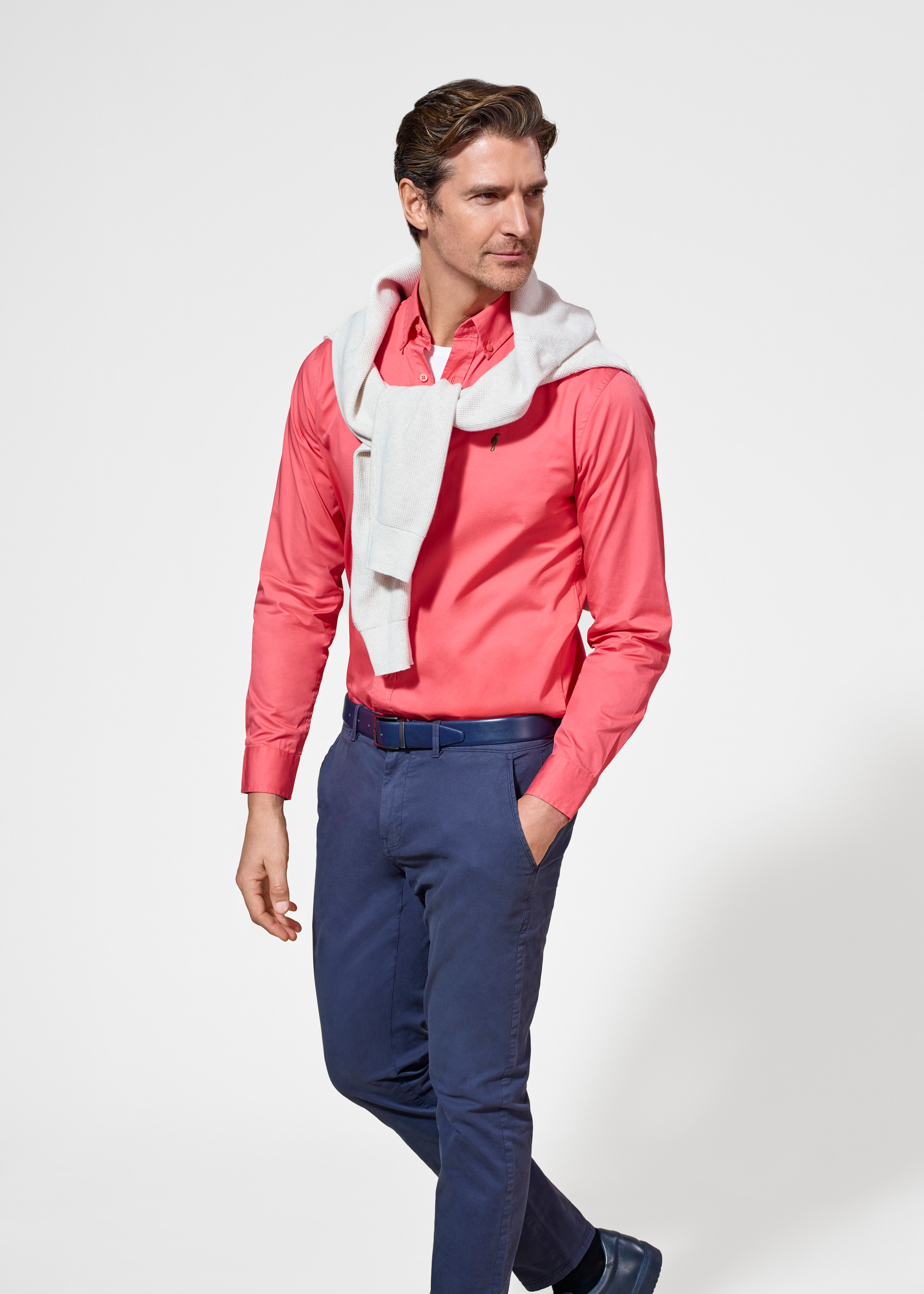 Coral cotton men's shirt KOSMT-0342-18(W25)