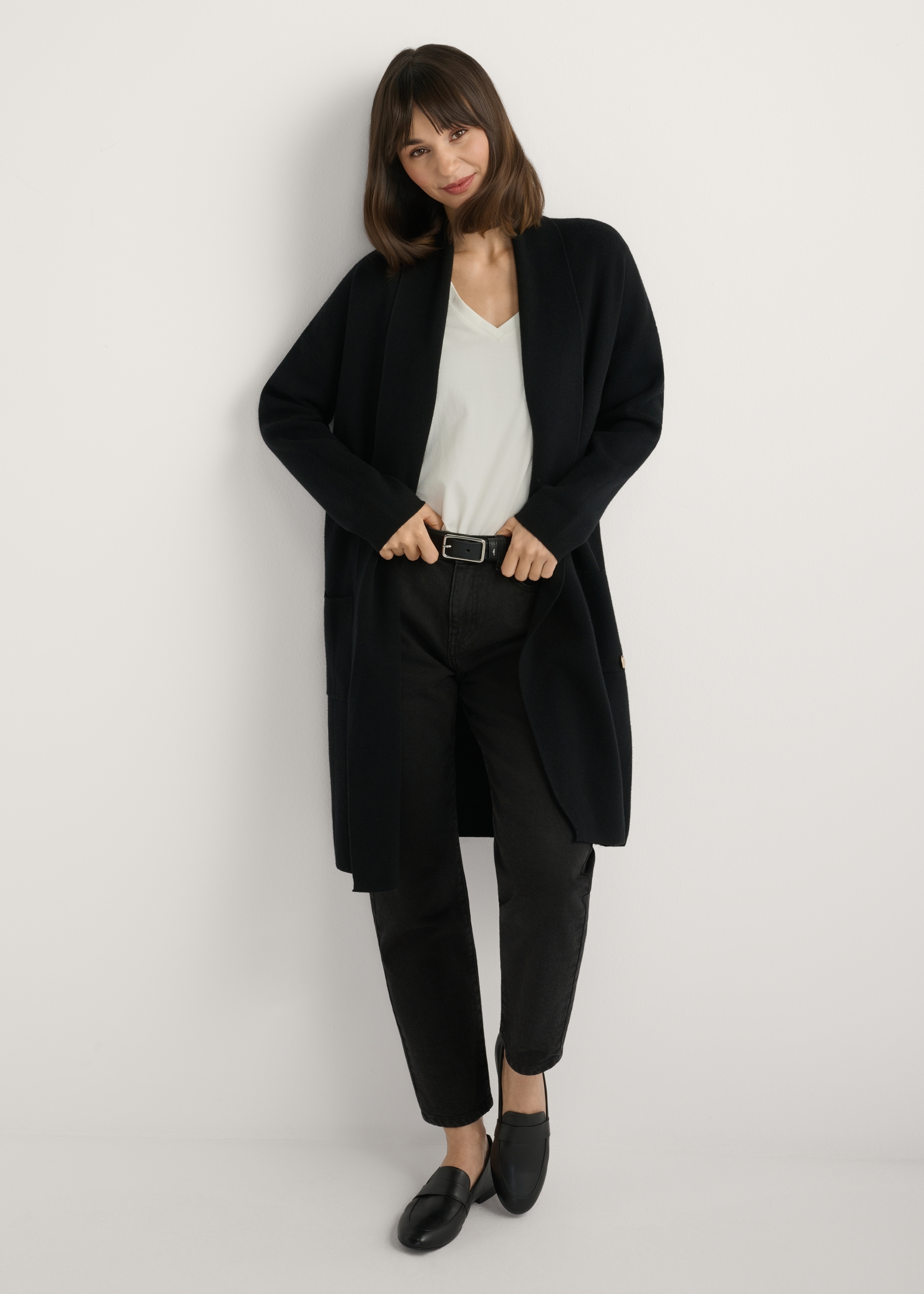 Black women's basic cardigan KARDT-0041-99(W26)