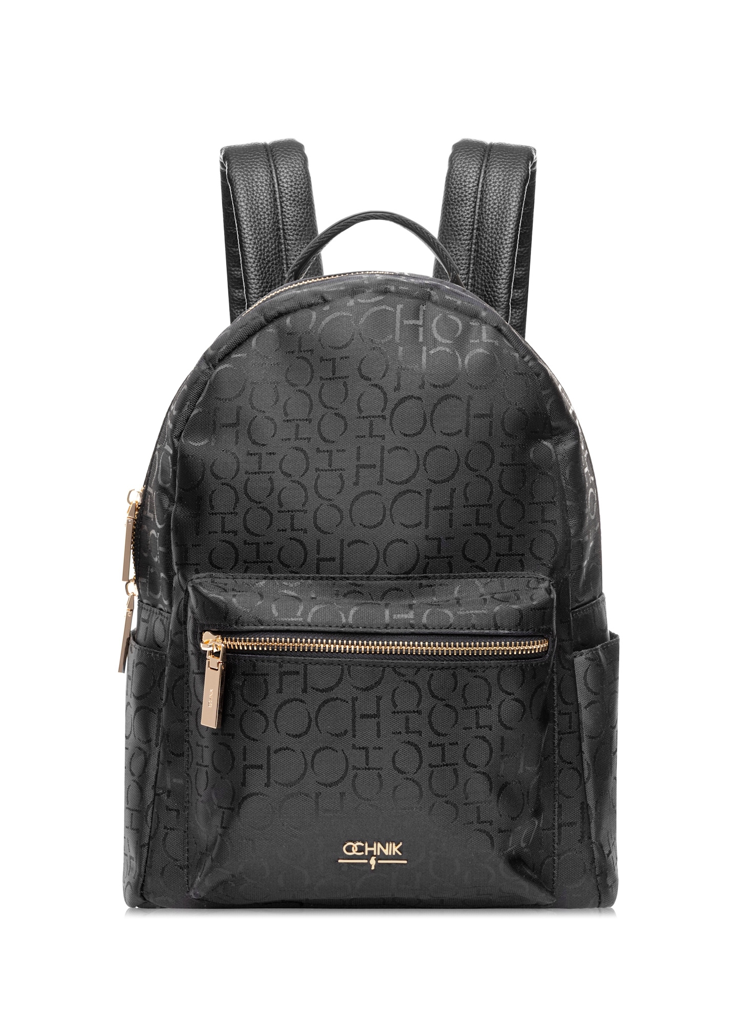 Black women's backpack with monogram TOREN-0280A-99(W25)