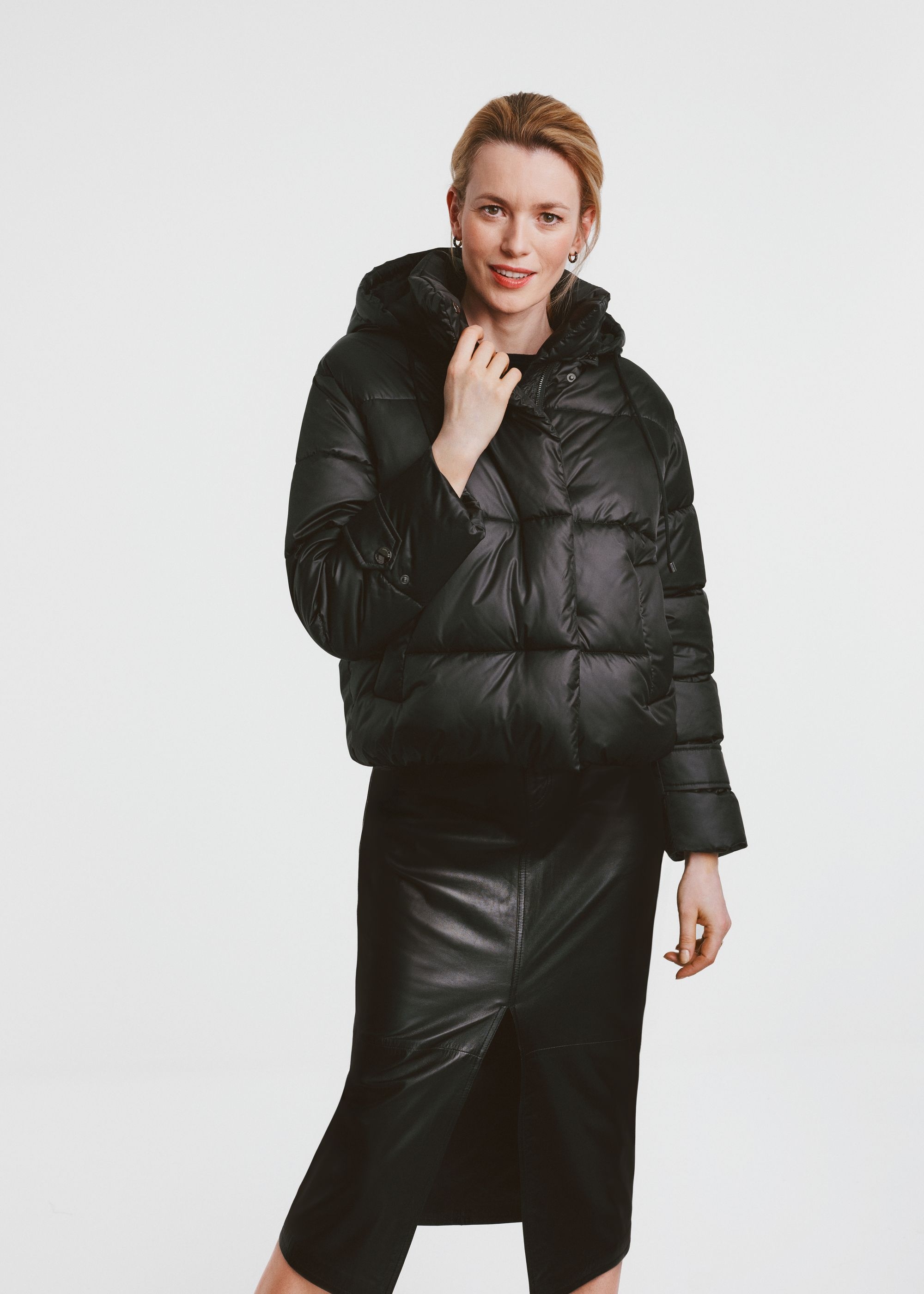 Black women's quilted jacket KURDT-0532-99(Z25)