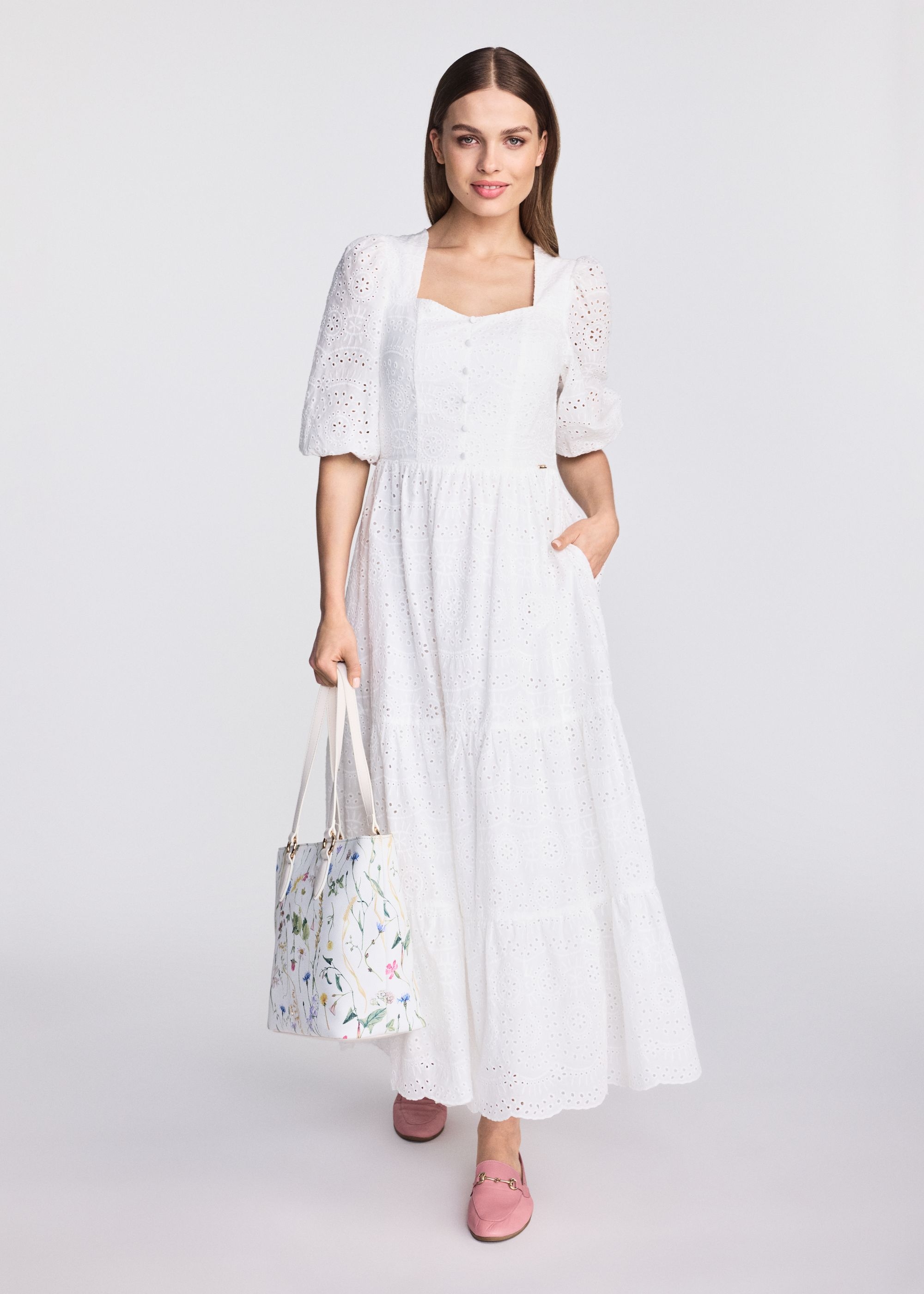 White openwork long dress SUKDT-0237-12(W25)