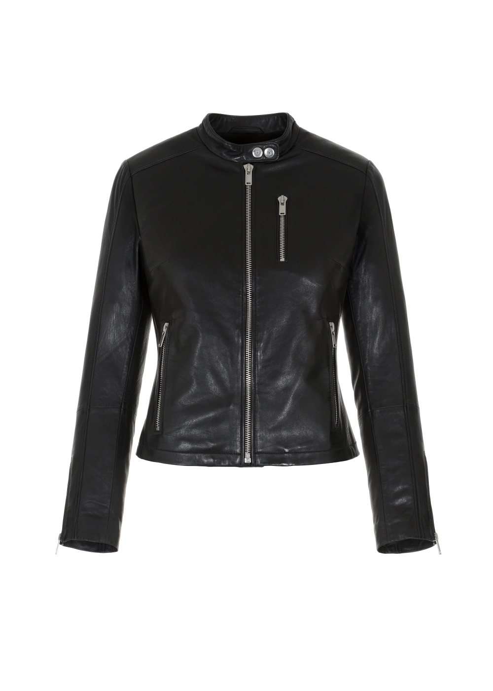 Women's black jacket with zipper KURDS-0345-5427(W23)