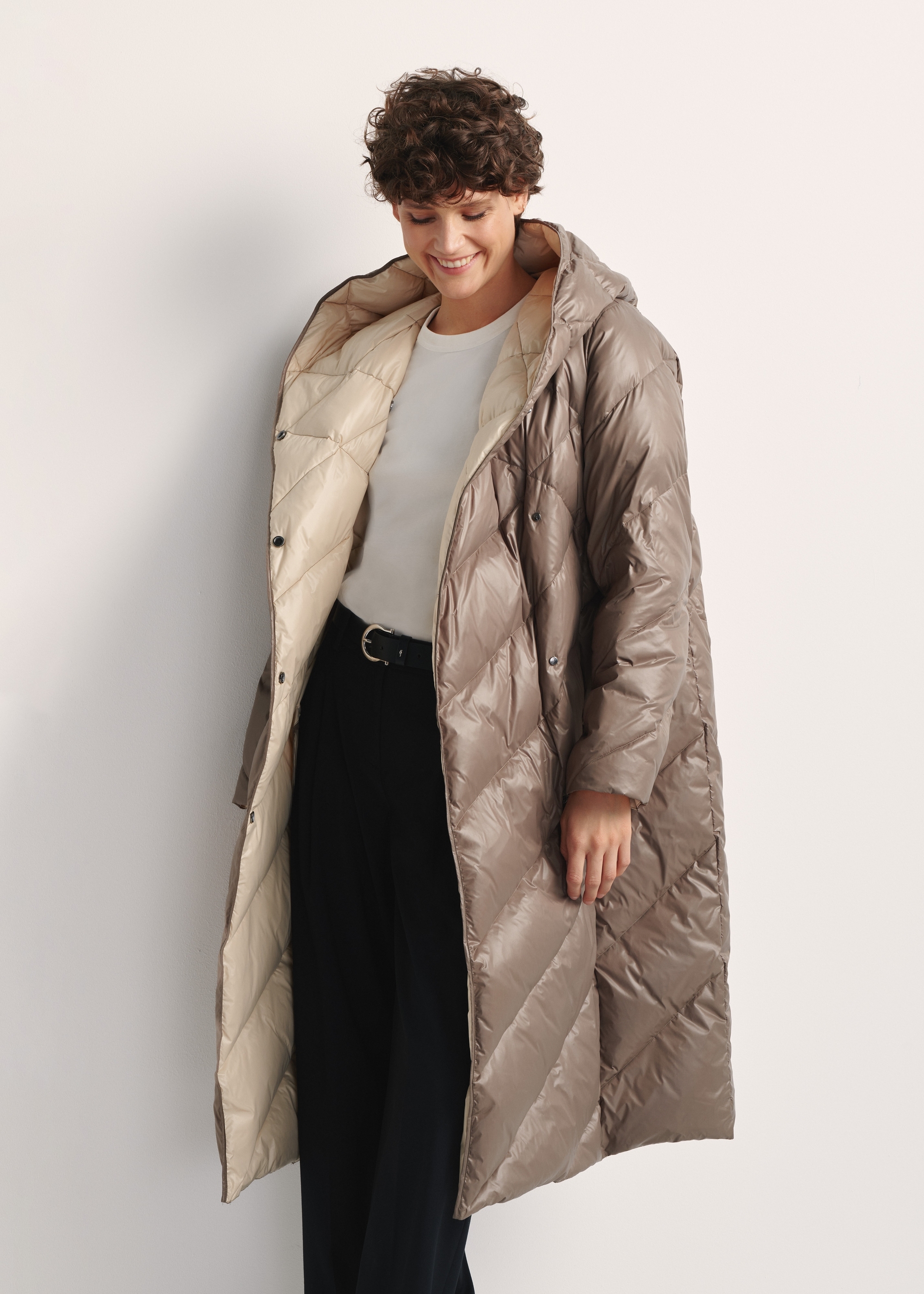 Long olive winter jacket for women KURDT-0542A-57(Z25)