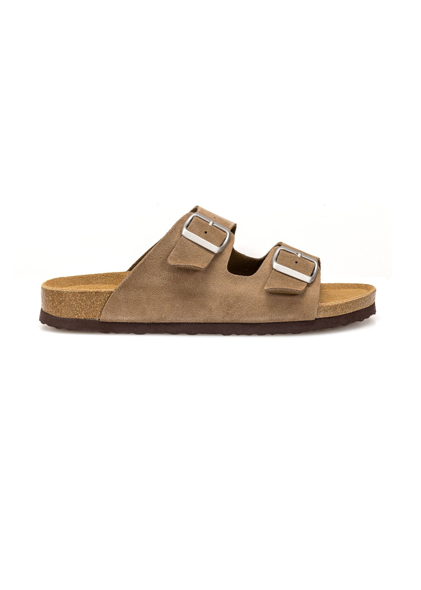 Men's leather flip-flops in cool beige color BUTYM-0495-1K(W26)