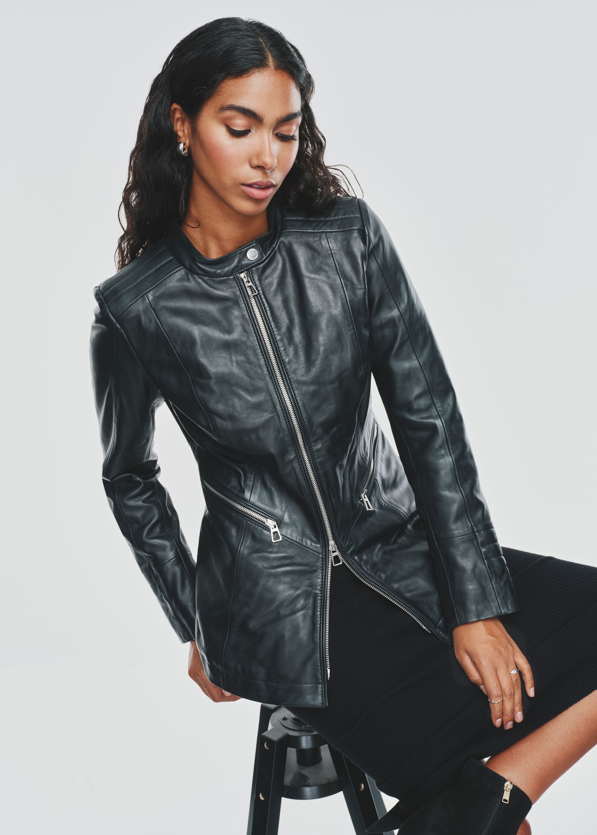 Women's leather biker jacket KURDS-0497-1283(Z24)