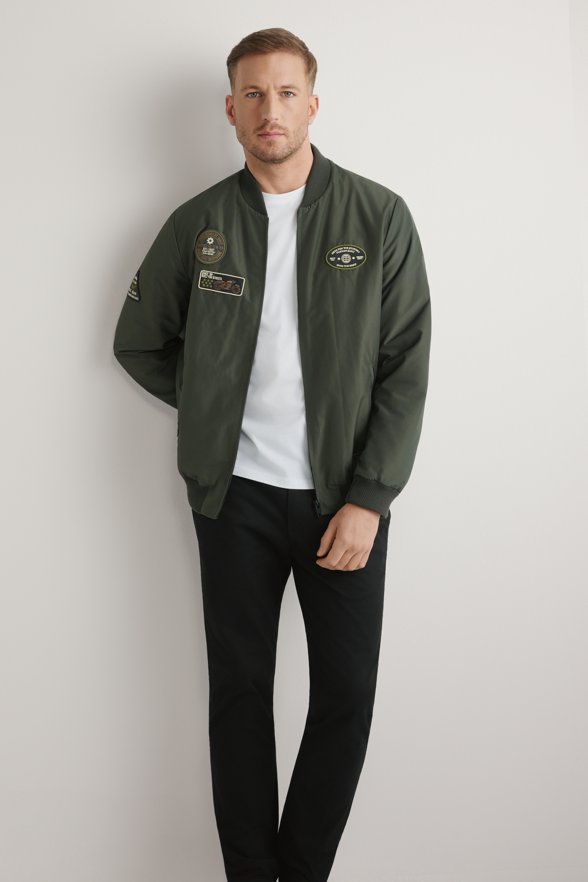 Men's khaki bomber jacket KURMT-0413A-8D(W26)