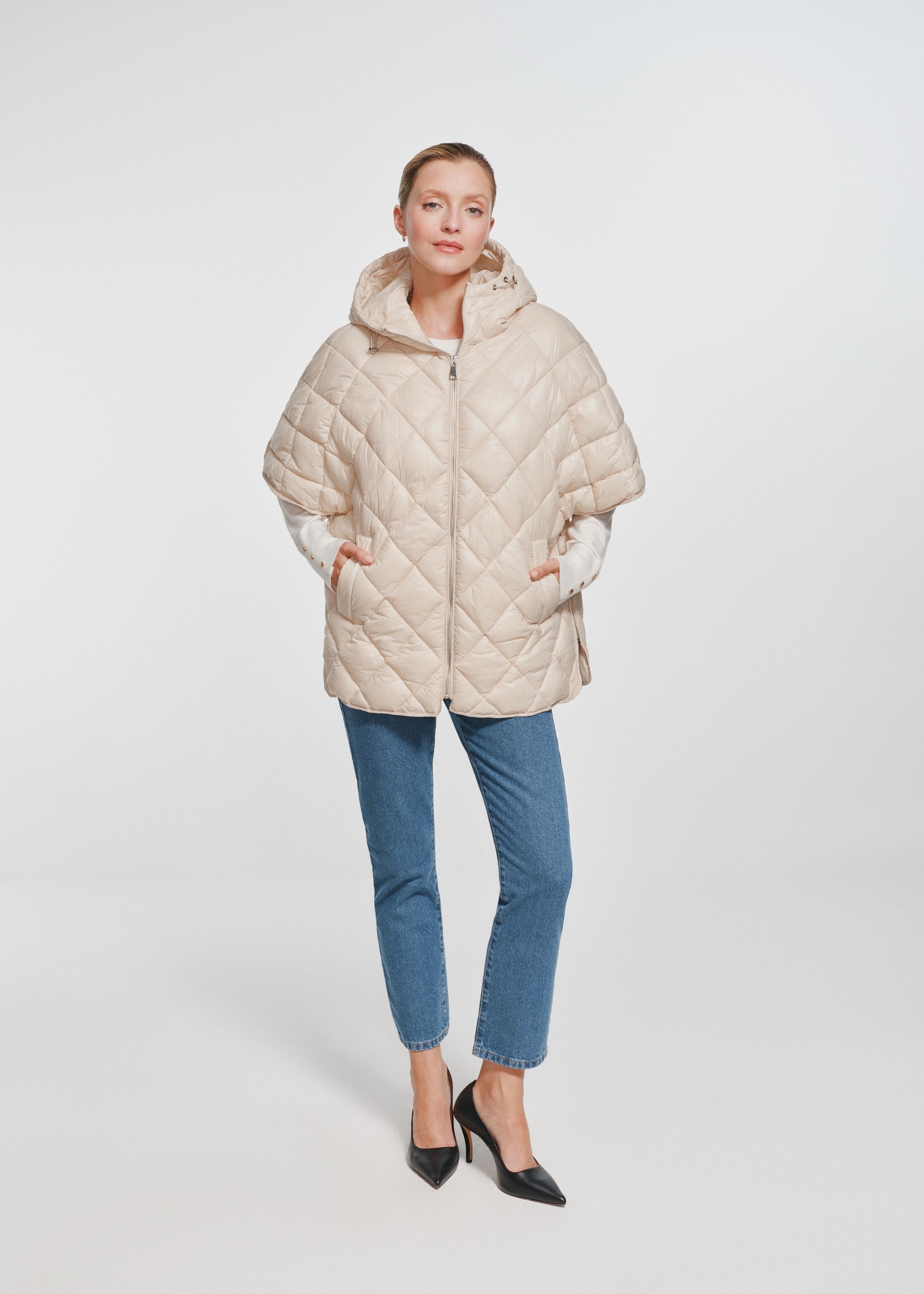 Quilted women's vest in light beige KAMDT-0029-80(Z24)