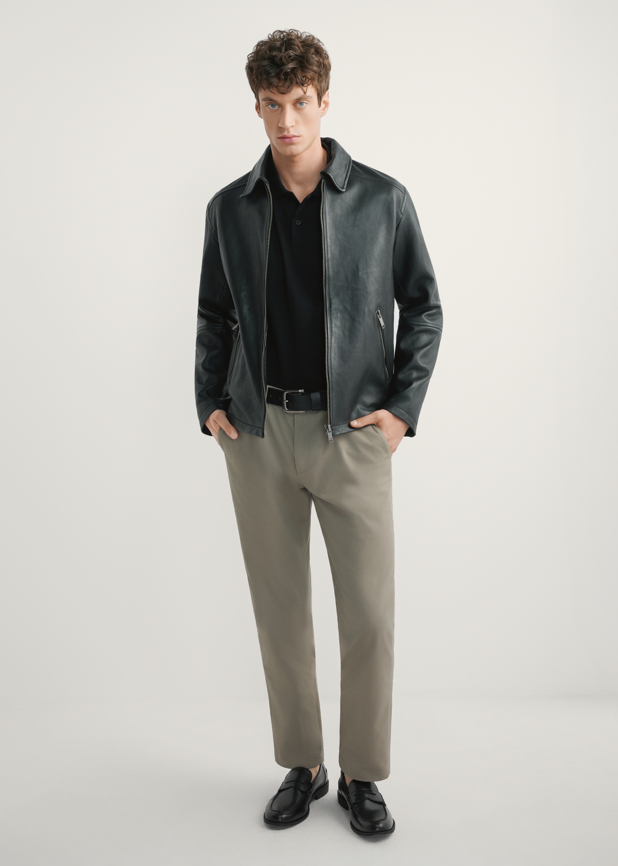 Men's black leather jacket KURMS-0363-99(W26)