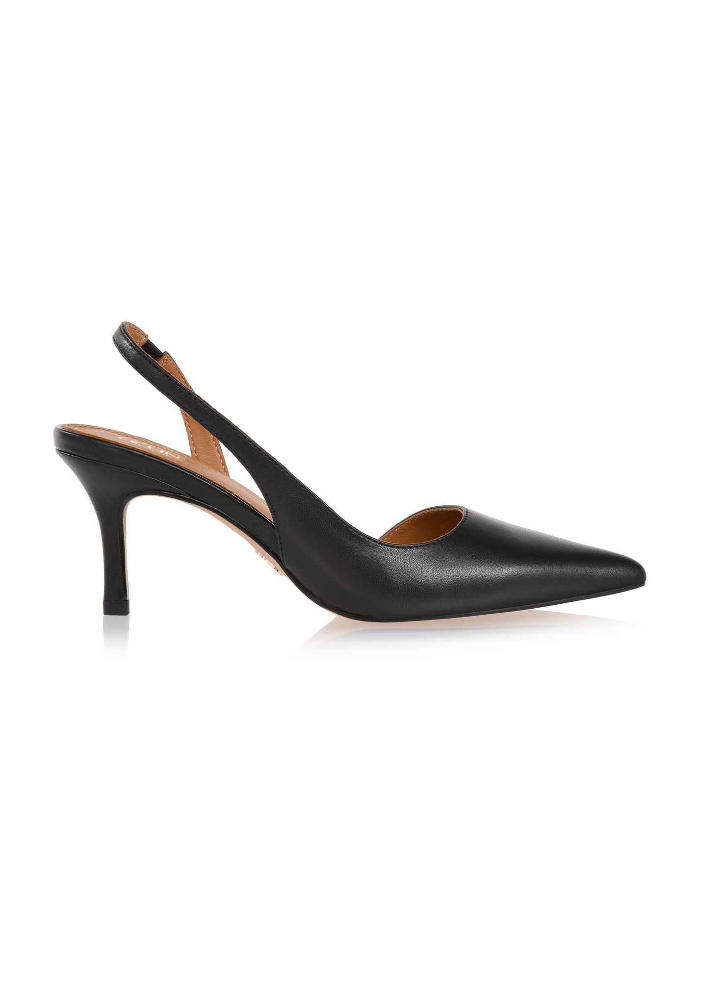 Black leather pumps with cut-out heel BUTYD-1078A-99(W26)