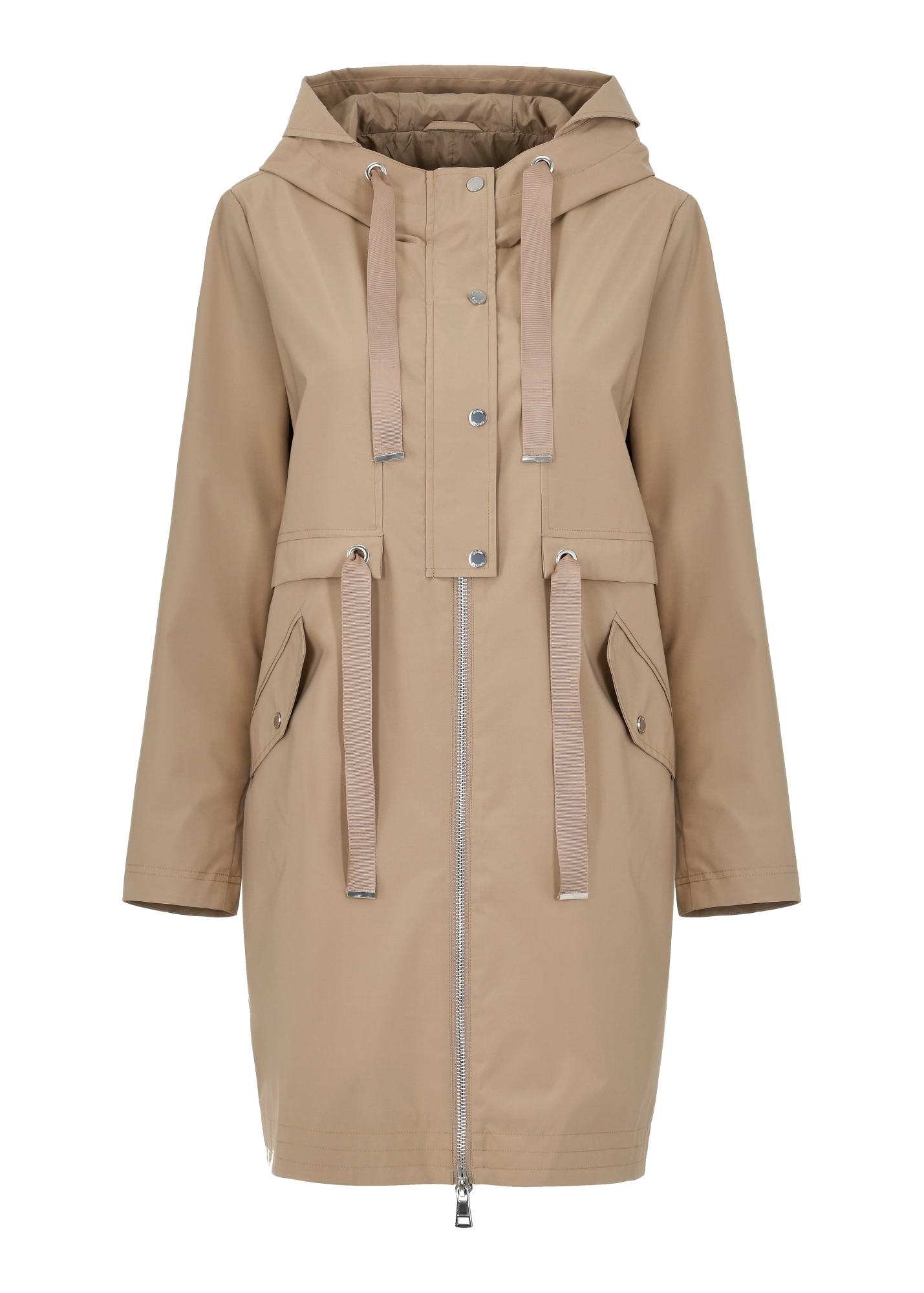 Women's beige hooded trench KURDT-0511-81(W25)