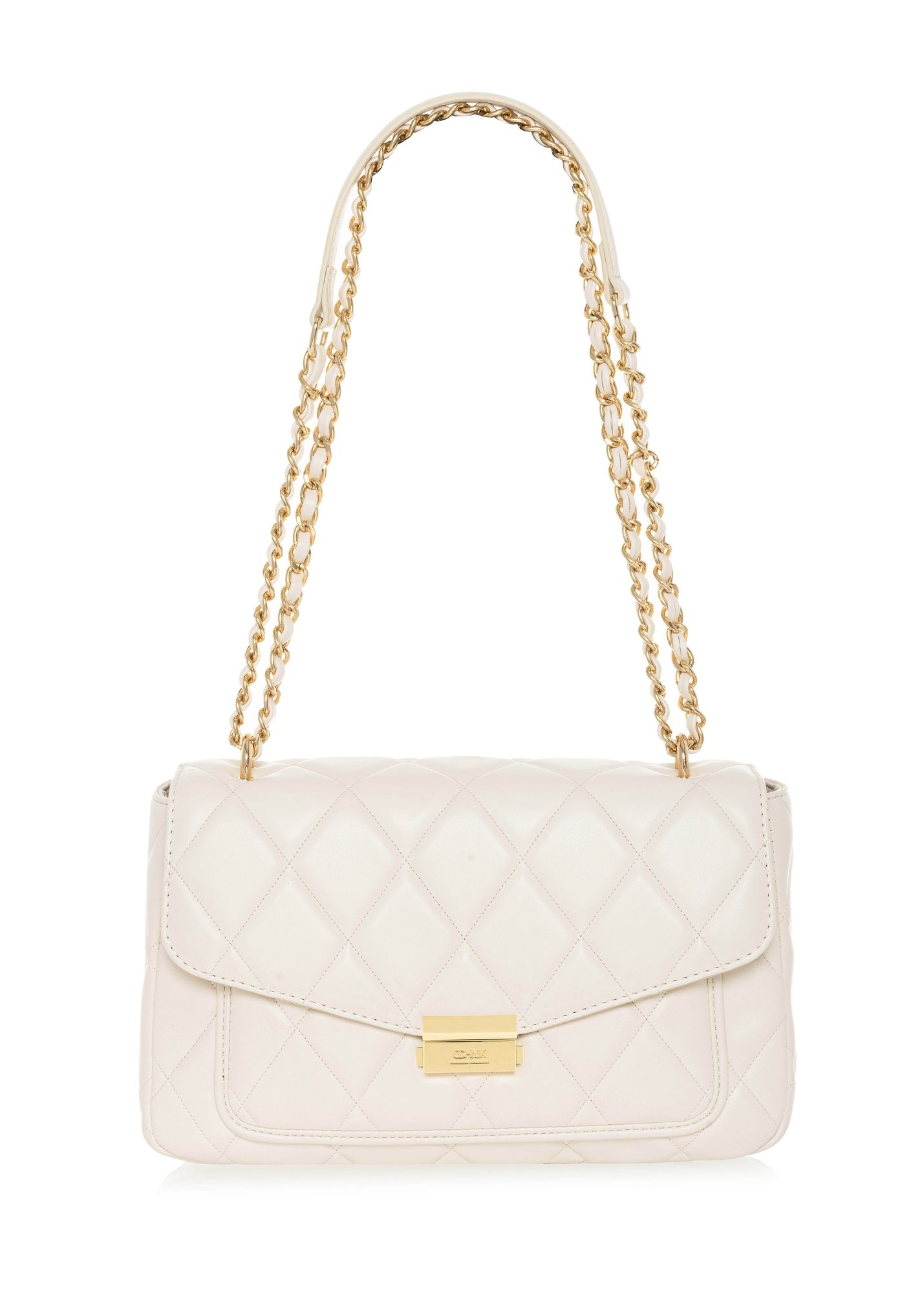 White quilted imitation leather messenger bag TOREC-1022-11(W25)