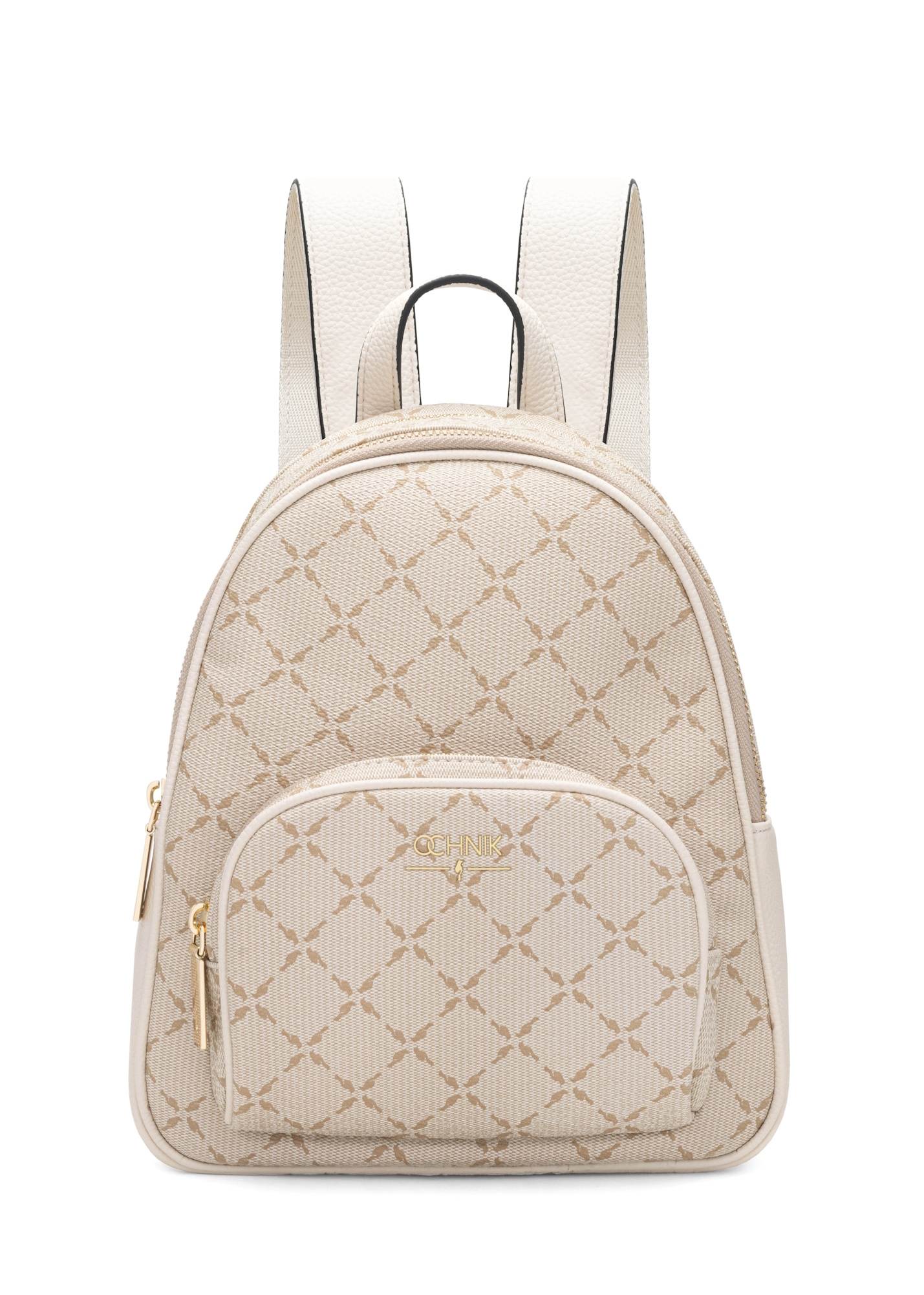Cream women's backpack with monogram TOREC-1026-0P(W26)