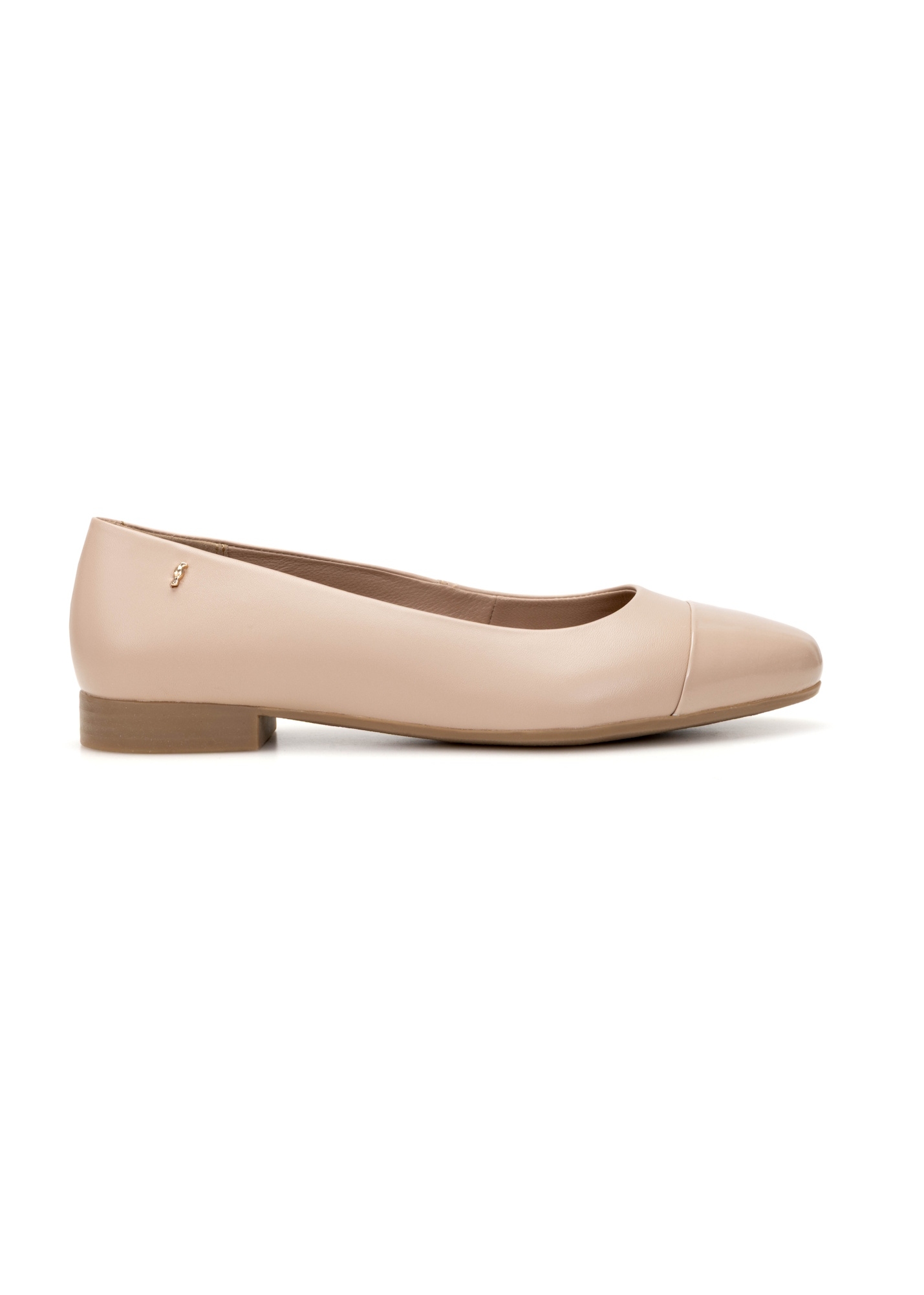 Women's beige leather ballerina flats BUTYD-1245-1B(W26)