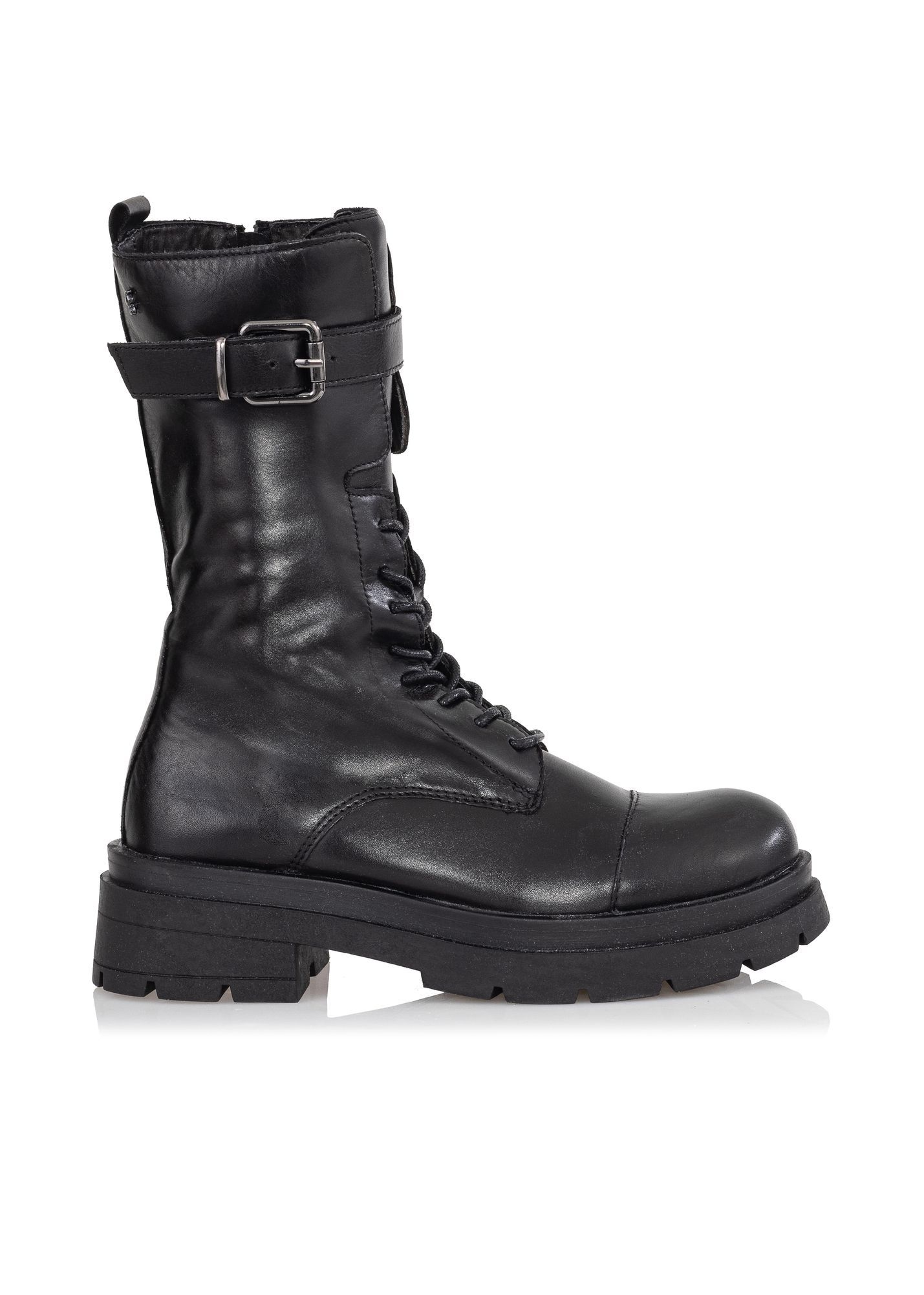 Women's leather ankle boots in combat boot style BUTYD-0939A-99(Z25)