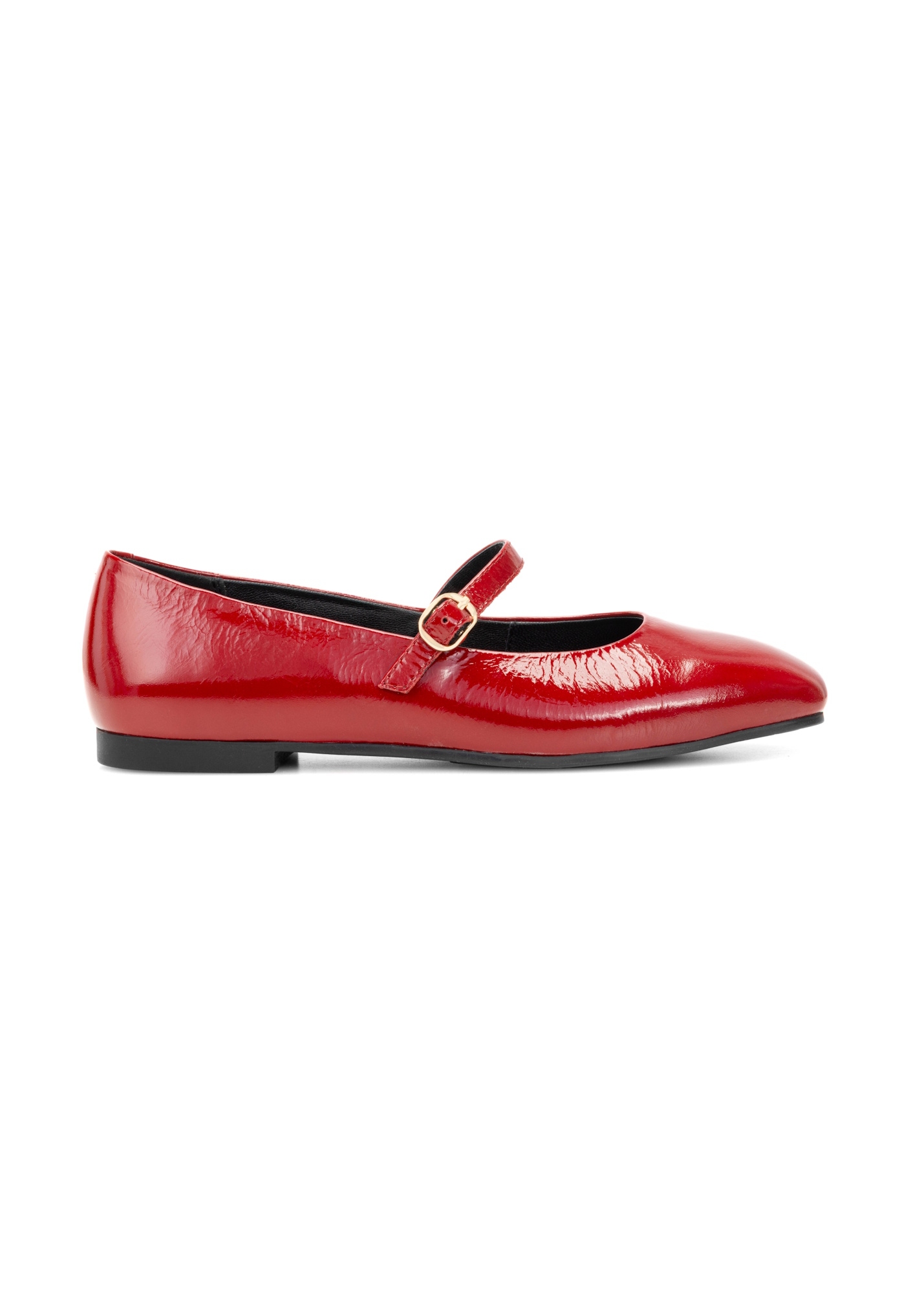 Red leather ballet flats with belt BUTYD-1145-4B(W26)