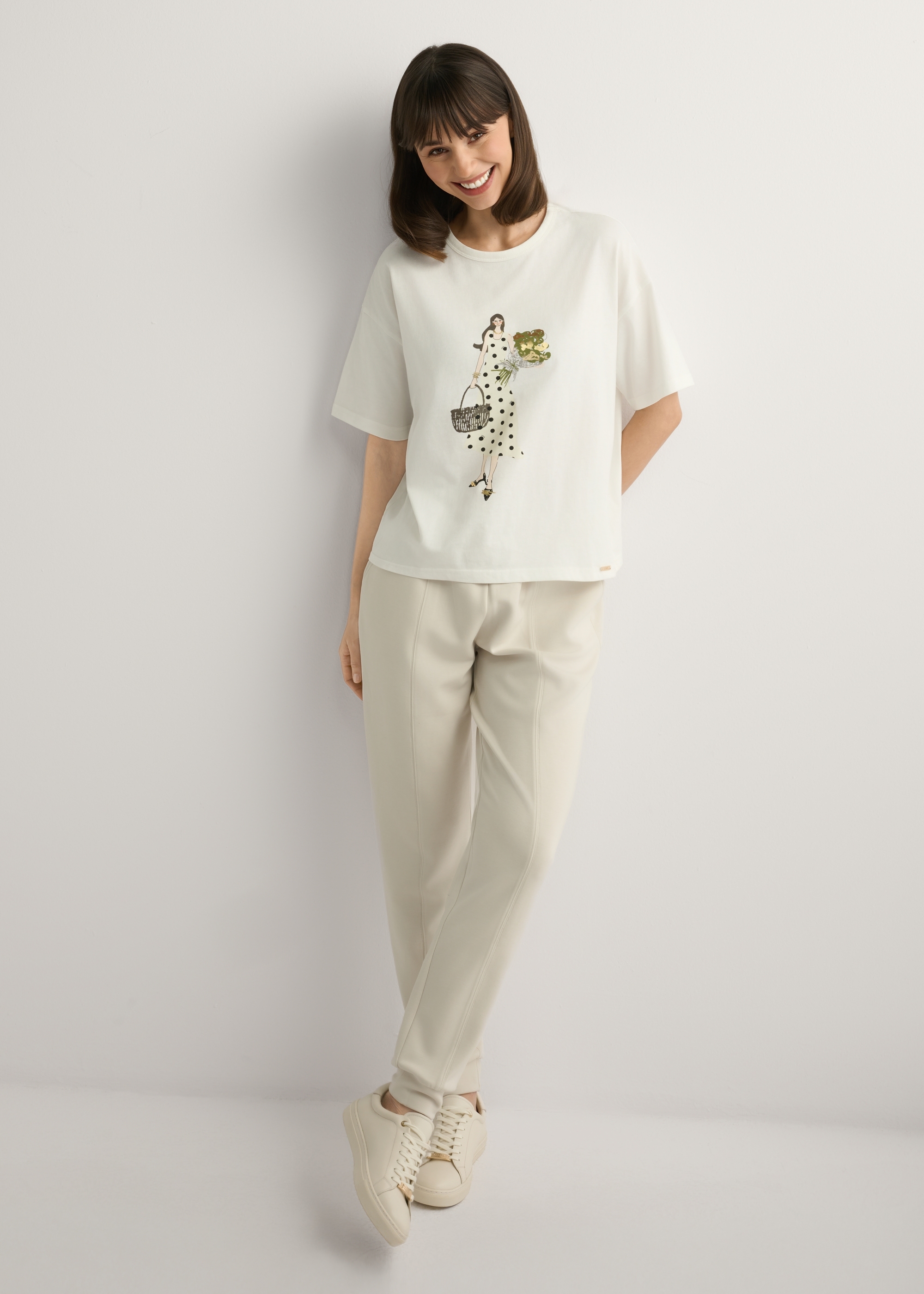 Light beige women's trousers SPODT-0108-1A(W26)