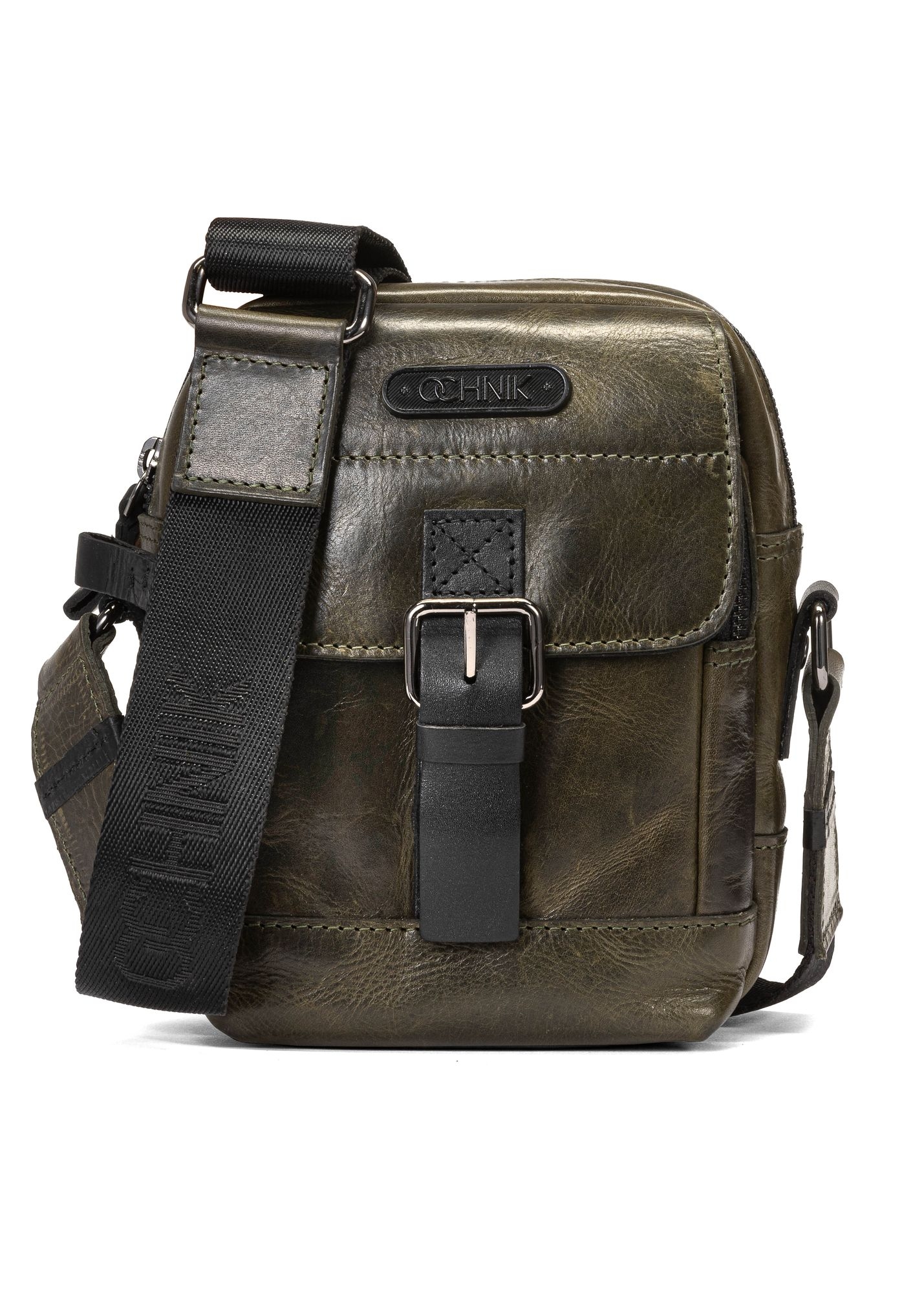 Leather green men's bag with flap TORMS-0105C-54(W25)