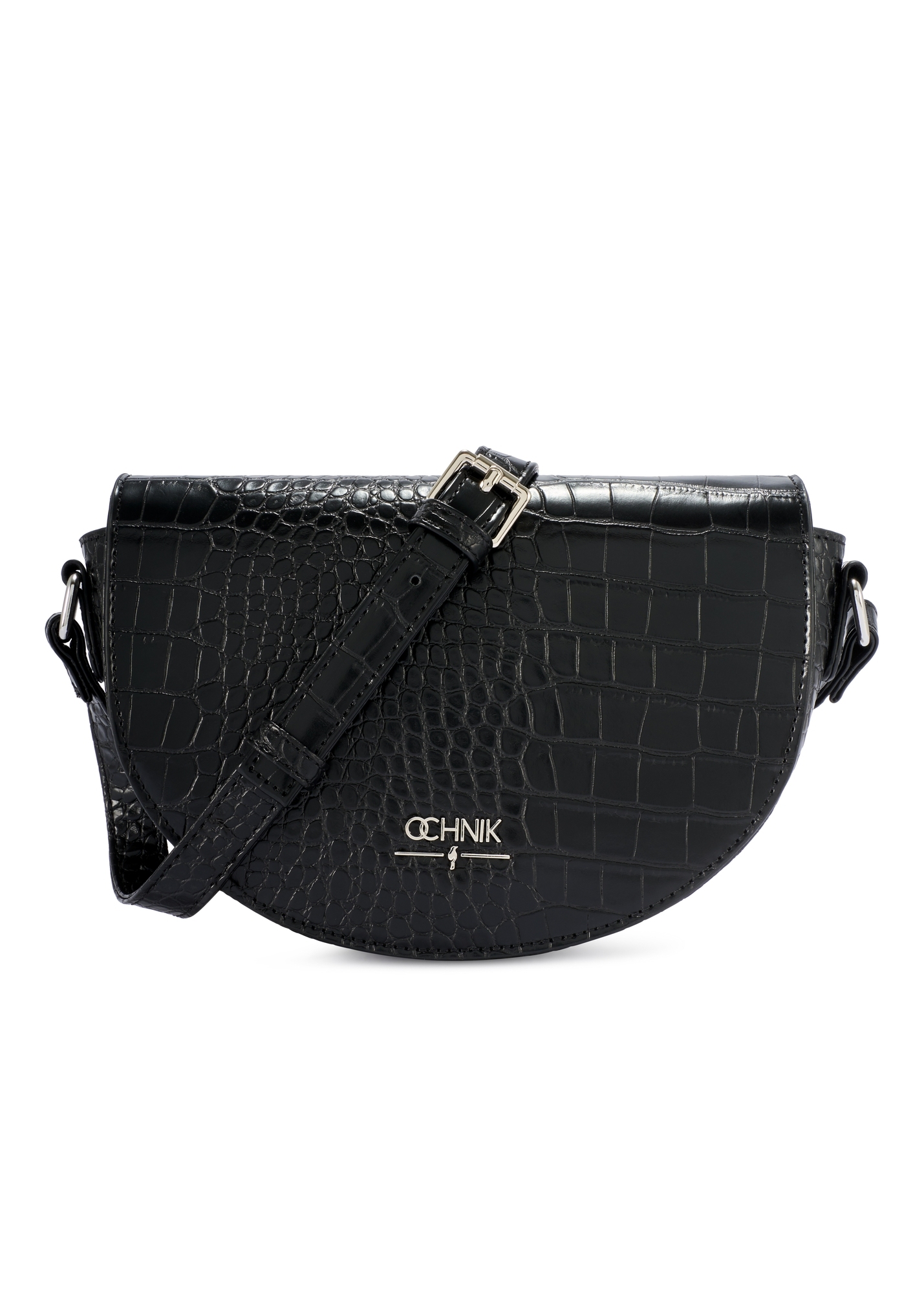 Black semi-circular croco women's messenger bag TOREC-1184-9G(W26)