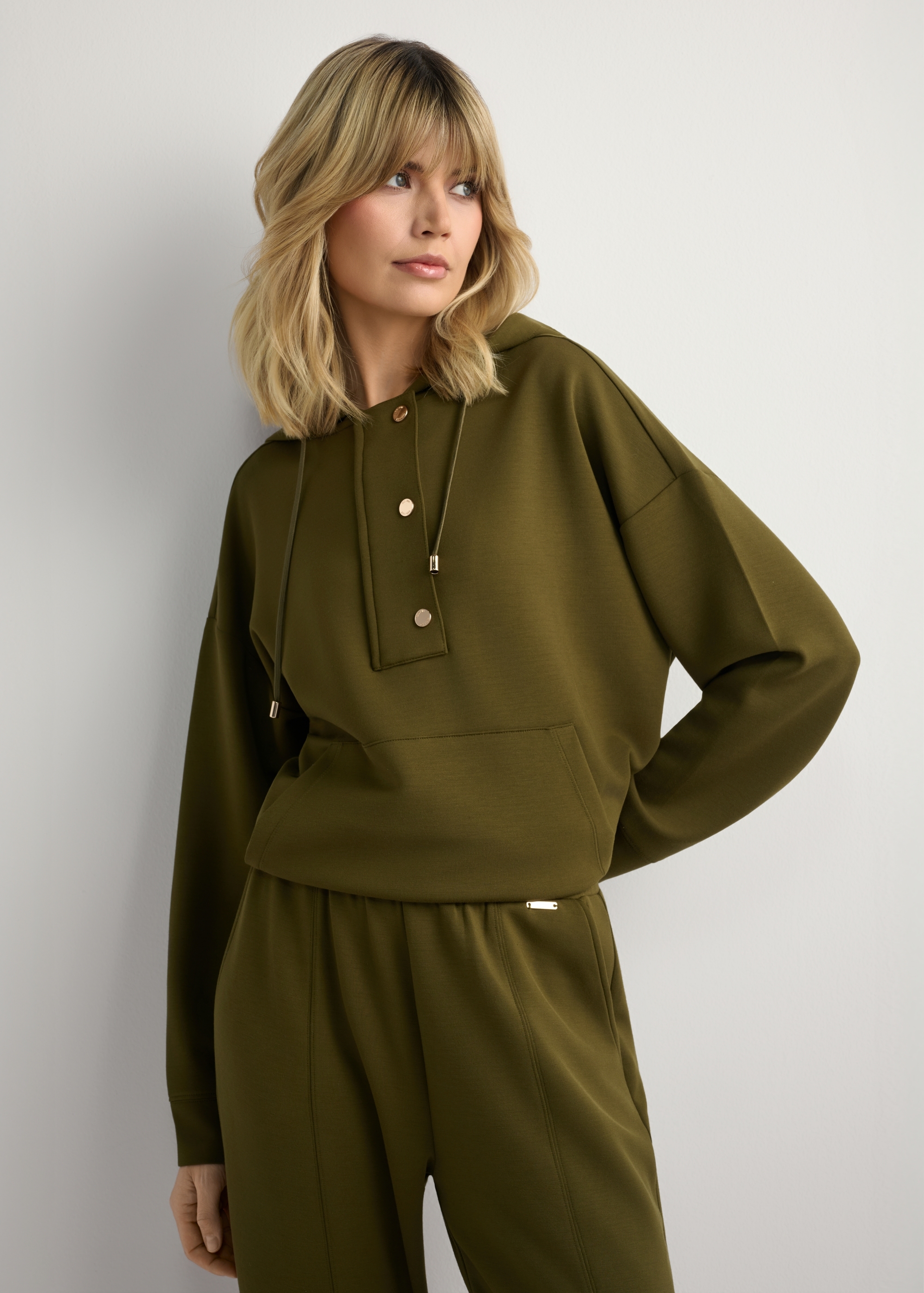 Women's khaki hoodie BLZDT-0111A-8D(W26)
